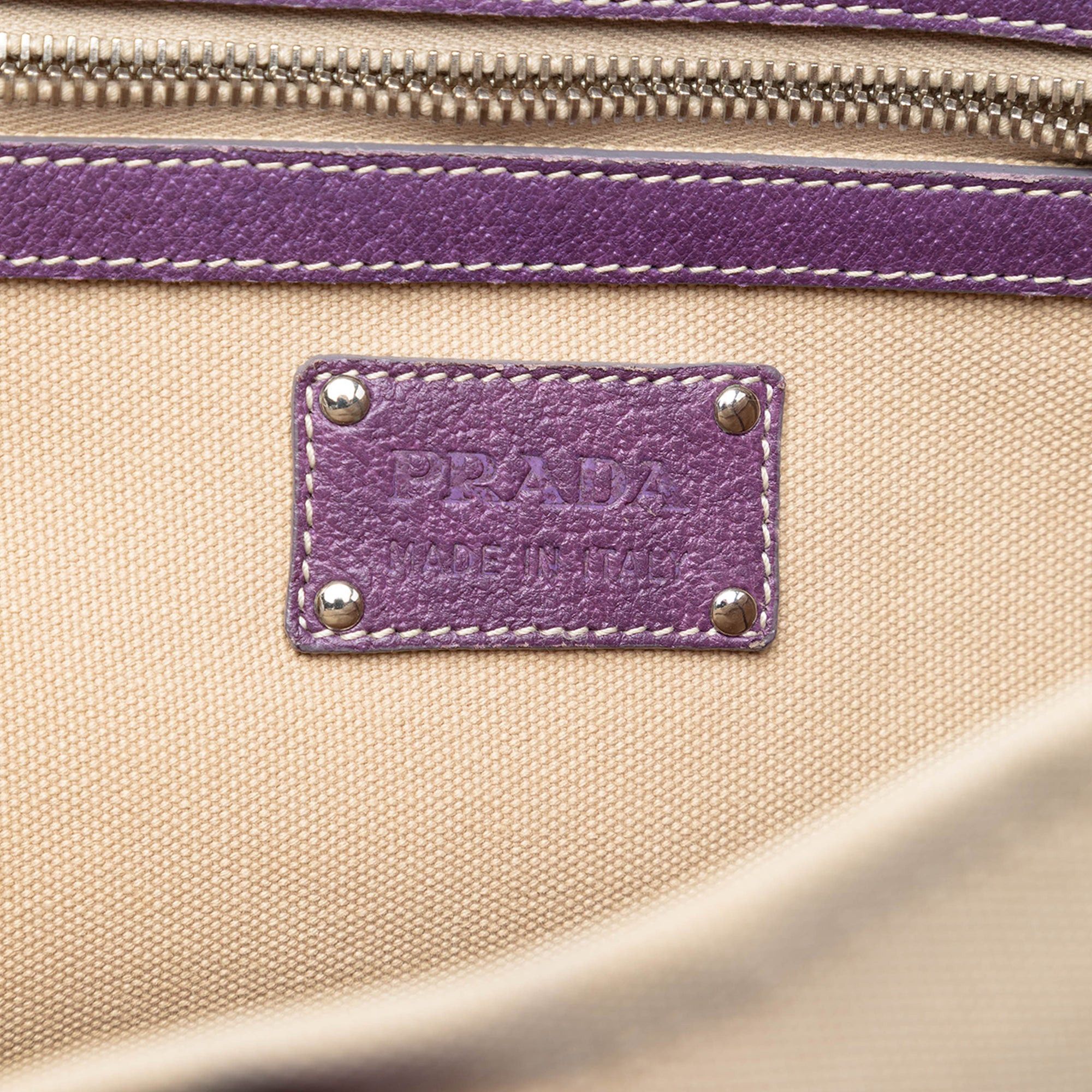 Prada Studded Leather Trimmed Canvas Front Pocket Tote Size ONE SIZE - 5 Thumbnail