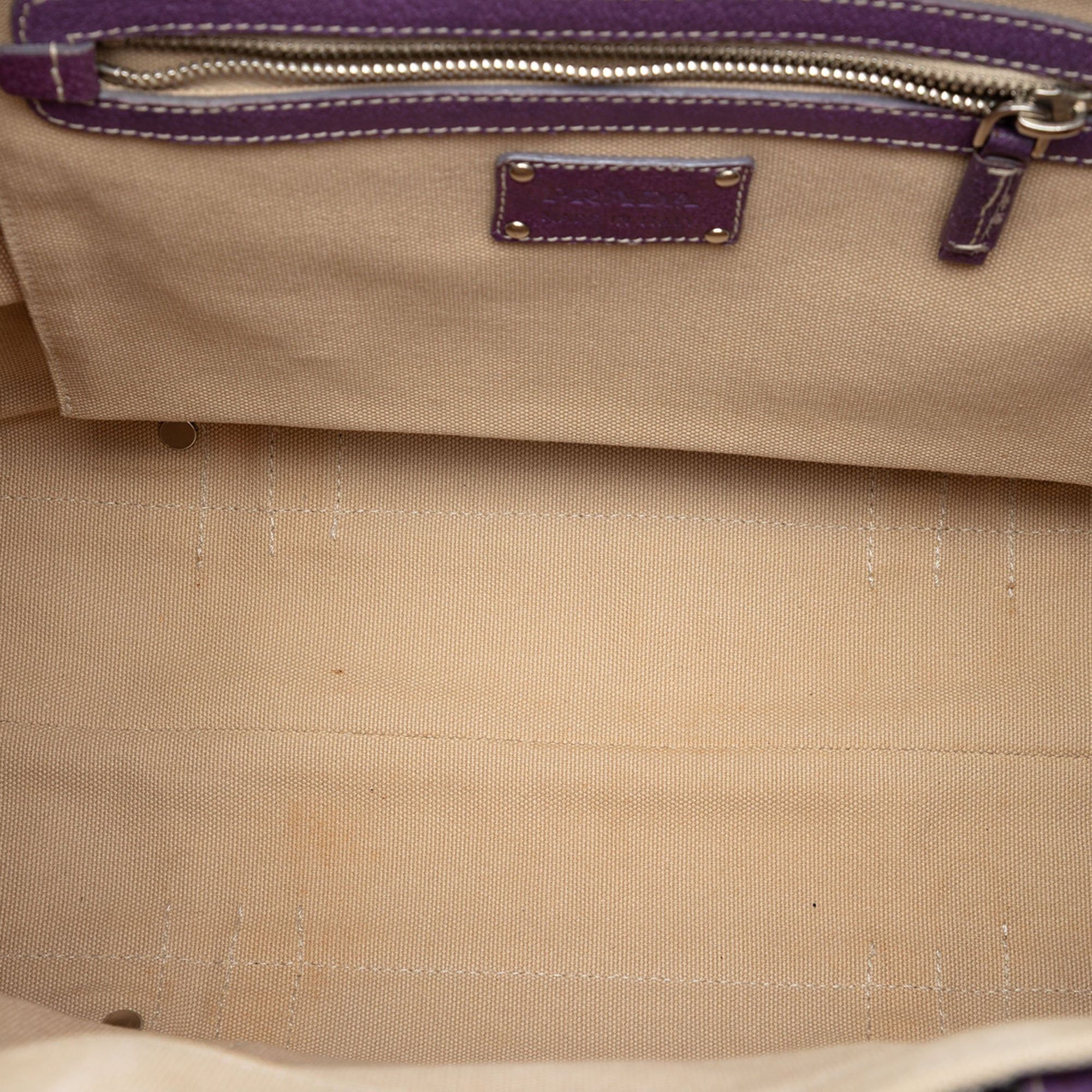 Prada Studded Leather Trimmed Canvas Front Pocket Tote Size ONE SIZE - 4 Thumbnail