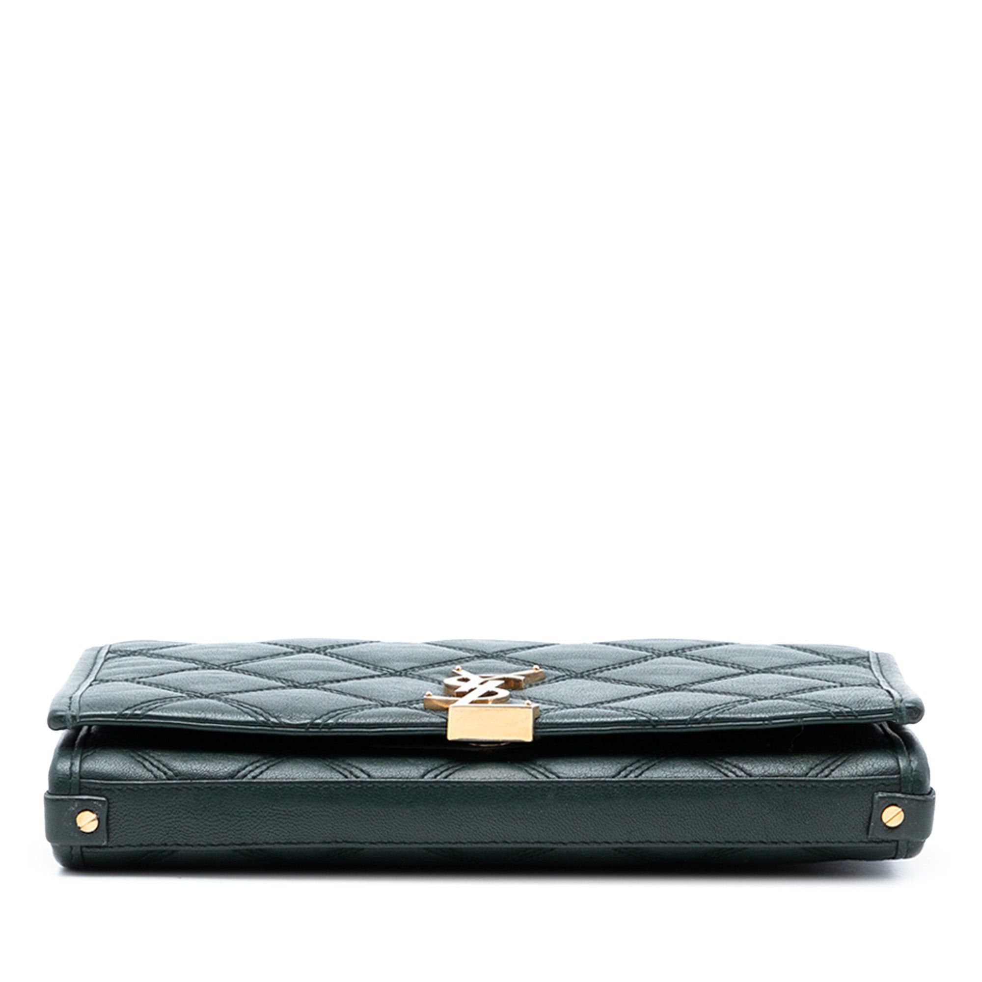 Saint Laurent Paris Quilted Lambskin Diamond Becky Chain Wallet Size ONE SIZE - 3 Thumbnail