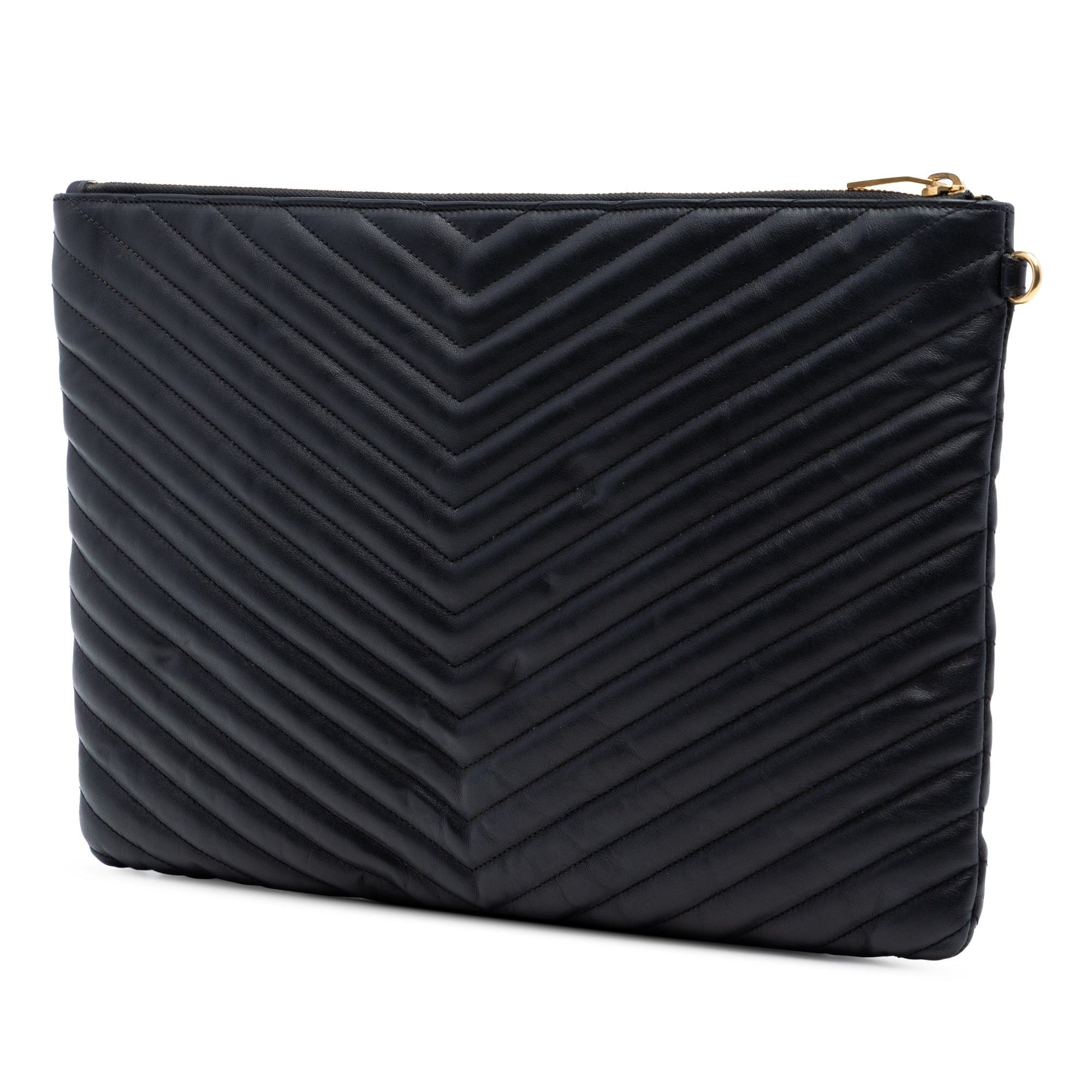 Saint Laurent Paris Quilted Chevron Leather Monogram Document Holder Size ONE SIZE - 2 Thumbnail