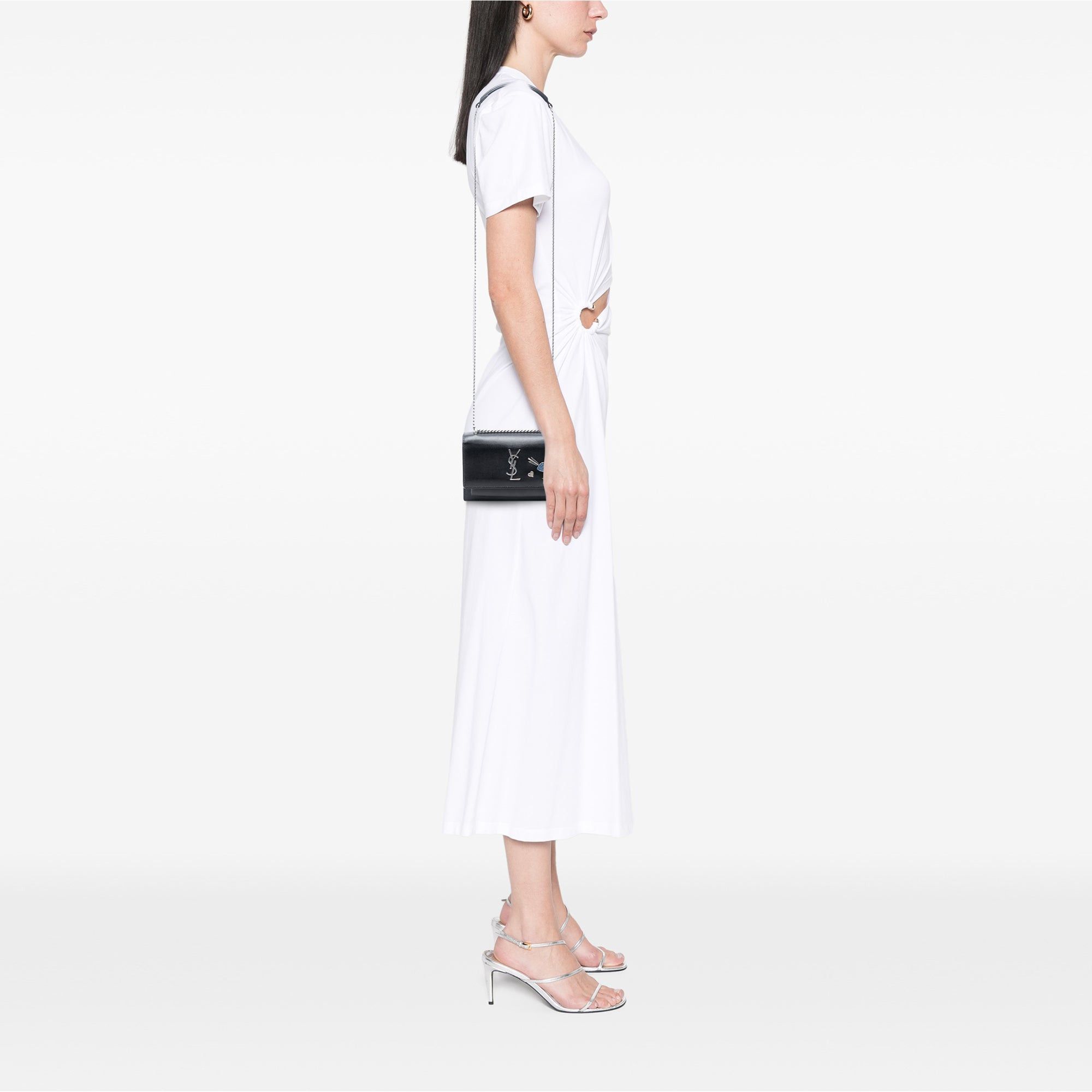 Saint Laurent Paris Mini Calfskin Monogram Lucky Charms Sunset Wallet on Chain Size ONE SIZE - 7 Thumbnail