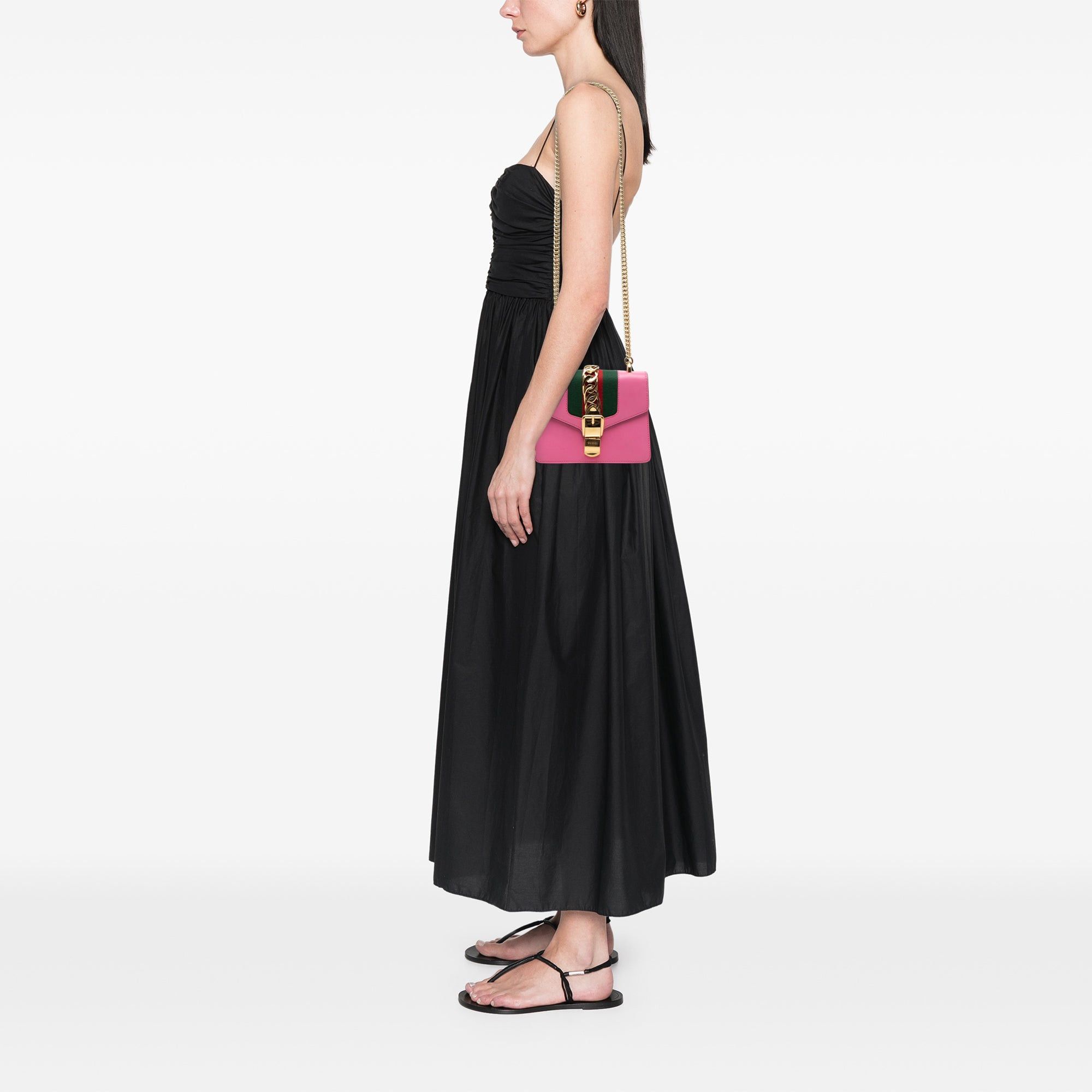 Gucci Mini Calfskin Web Sylvie Chain Crossbody Size ONE SIZE - 7 Thumbnail