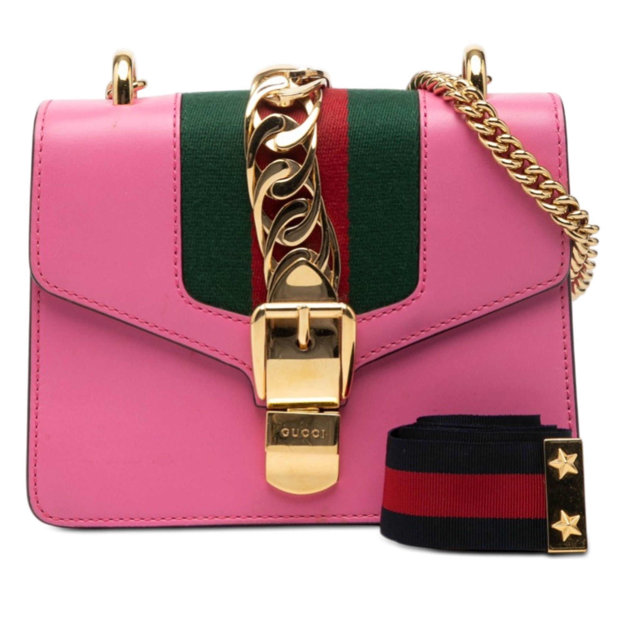 Gucci Mini Calfskin Web Sylvie Chain Crossbody Size ONE SIZE - 8 Thumbnail