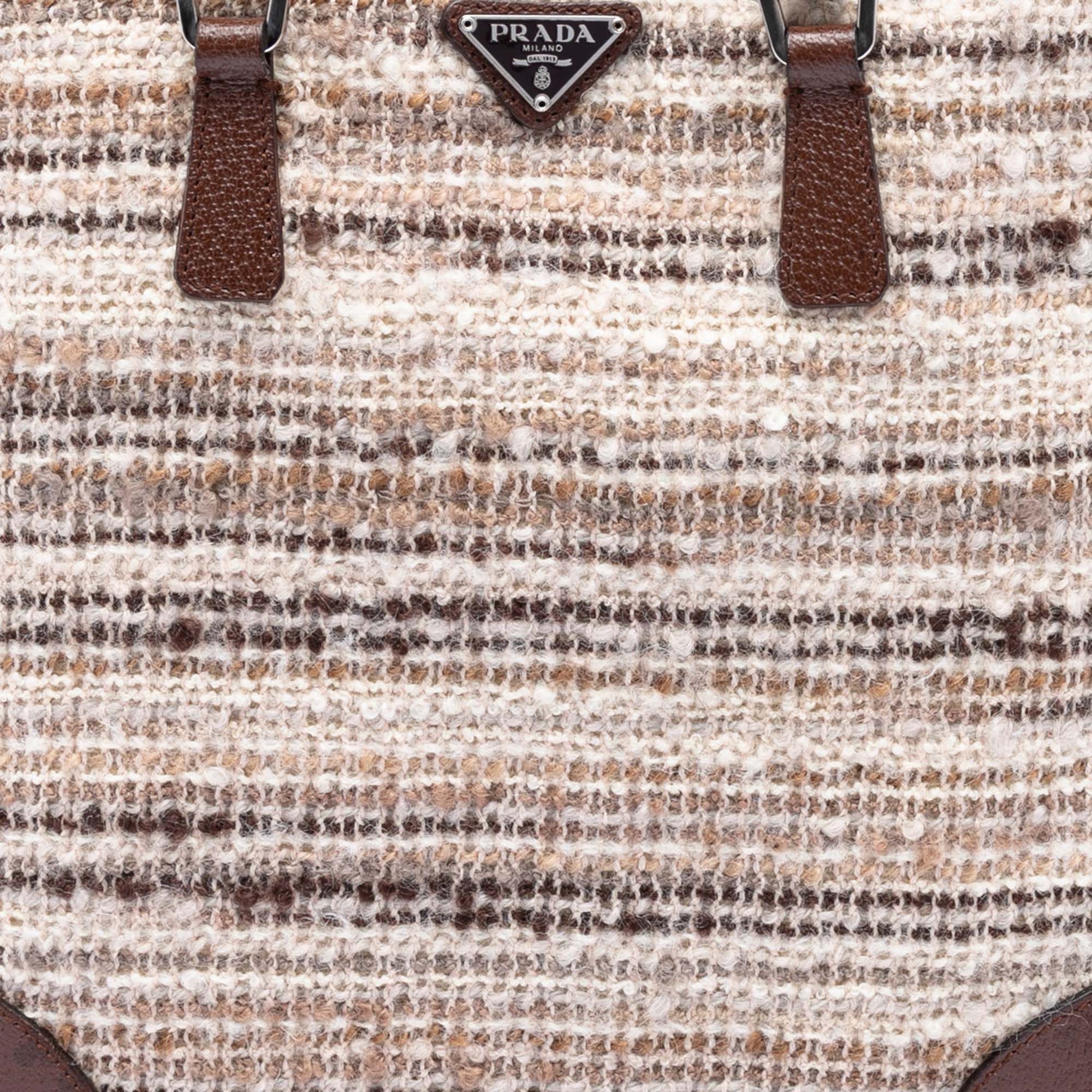 Prada Vitello Trimmed Tweed Flat Tote Size ONE SIZE - 6 Thumbnail
