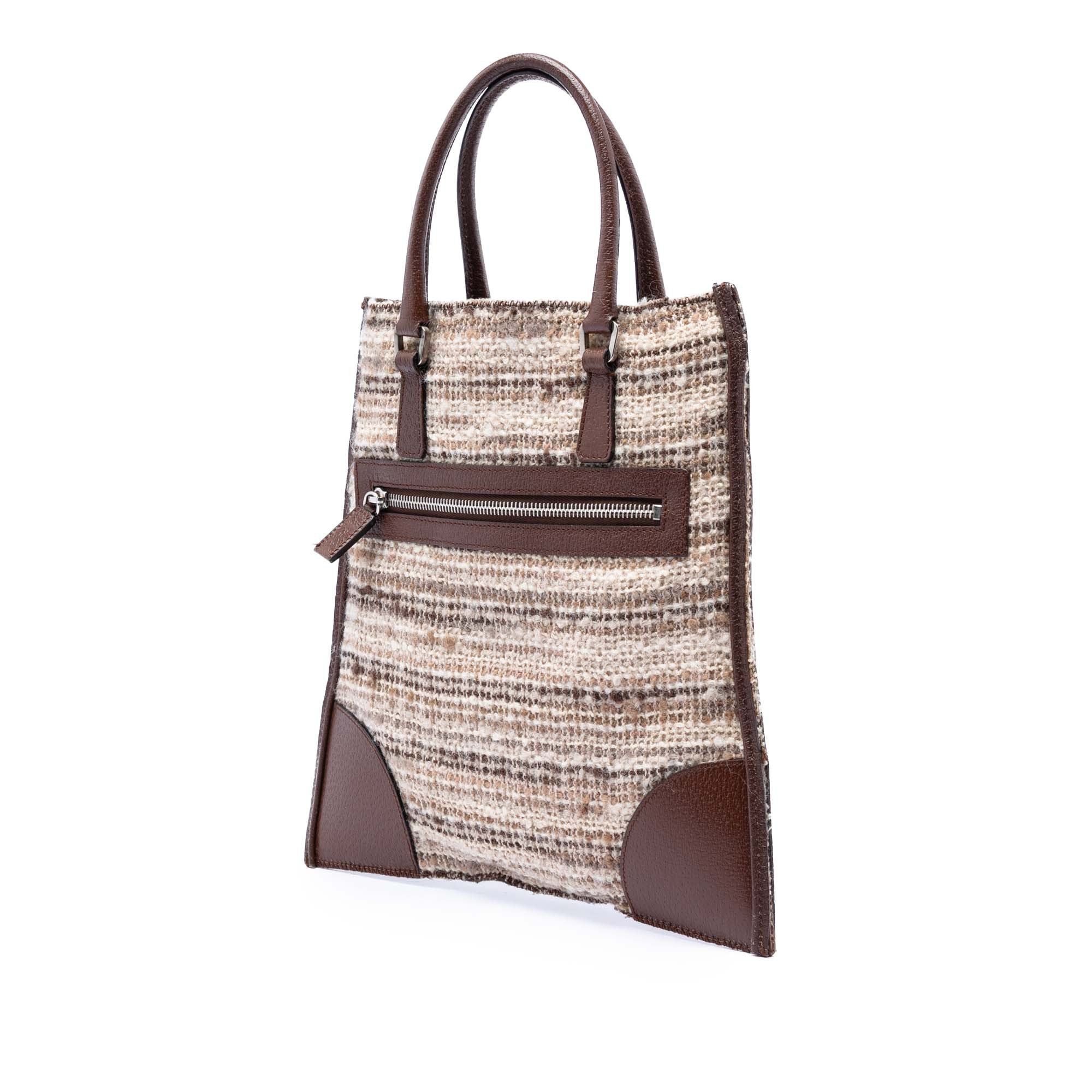 Prada Vitello Trimmed Tweed Flat Tote Size ONE SIZE - 2 Thumbnail