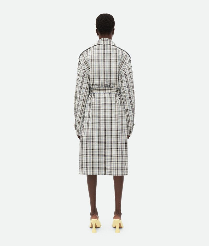Bottega Veneta Checked Cotton Trench Coat Size XS / US 0-2 / IT 36-38 - 3 Thumbnail