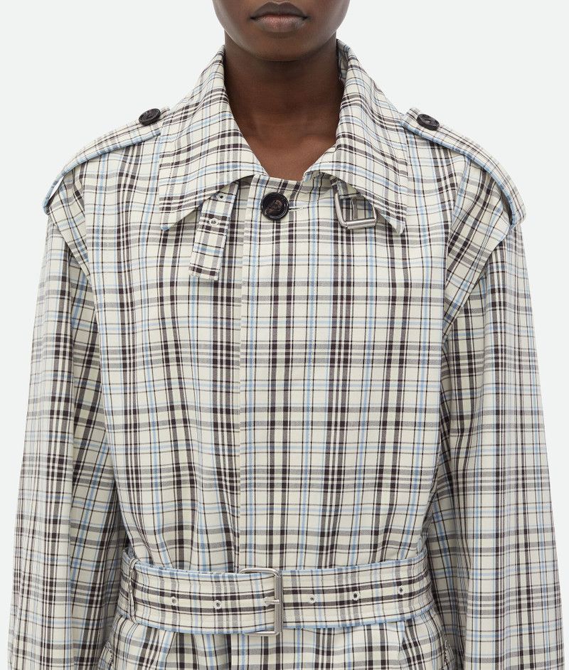 Bottega Veneta Checked Cotton Trench Coat Size XS / US 0-2 / IT 36-38 - 4 Thumbnail