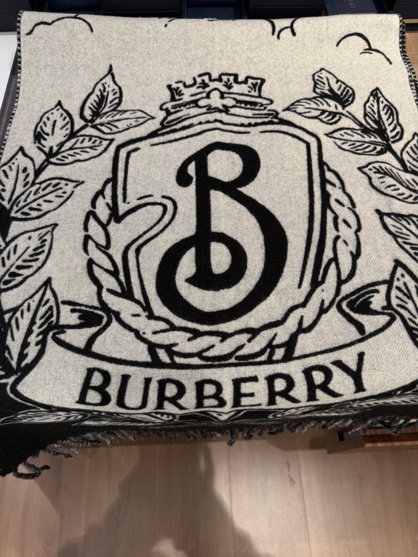 Burberry Burberry Black White Horse Cashmere Scarf Size ONE SIZE - 2 Thumbnail