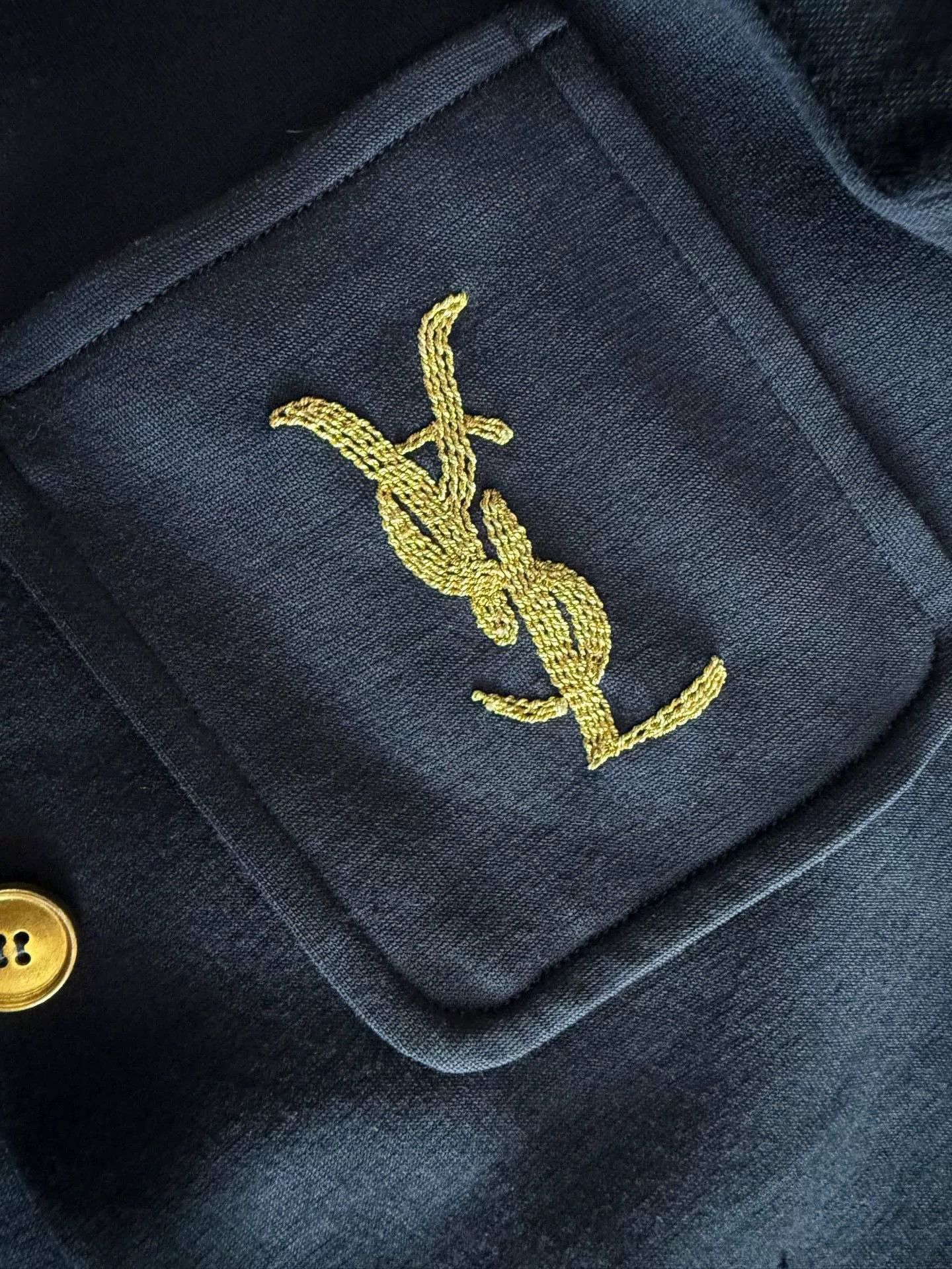 Yves Saint Laurent YSL Logo Embroidered Shirt Jacket Size S / US 4 / IT 40 - 5 Thumbnail
