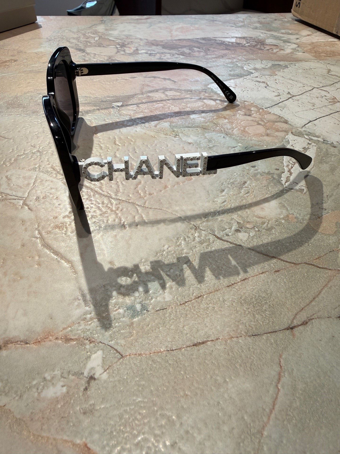 Chanel Chanel Rhinestone Butterfly White Cat Eye Sunglasses Size ONE SIZE - 2 Thumbnail