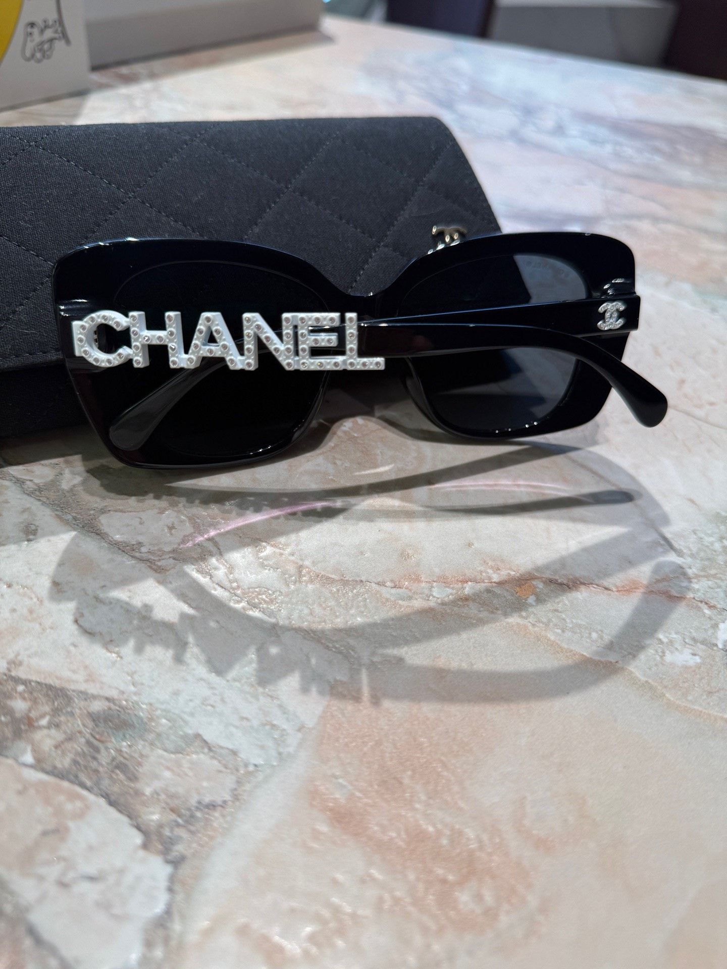 Chanel Chanel Rhinestone Butterfly White Cat Eye Sunglasses Size ONE SIZE - 8 Thumbnail