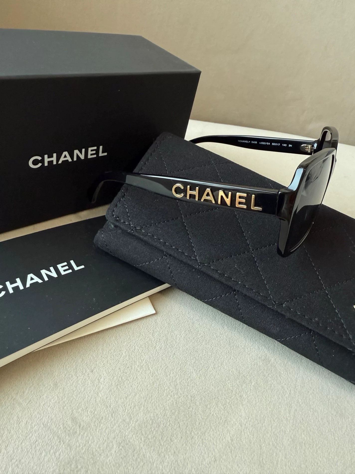 Chanel Chanel Classic Black Gold Sunglasses Size ONE SIZE - 2 Thumbnail