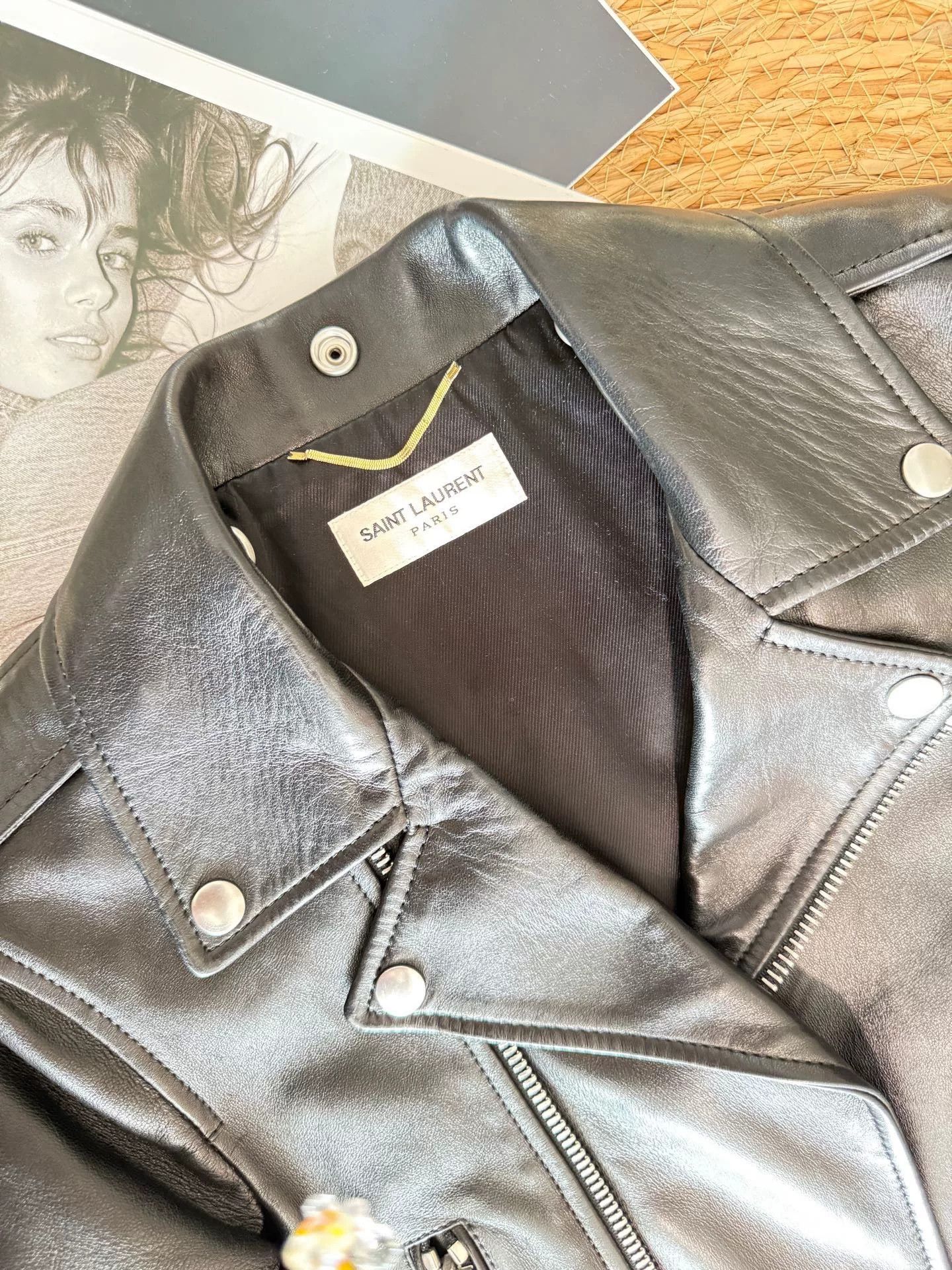 Yves Saint Laurent YSL Classic Black Leather Biker Jacket Size S / US 4 / IT 40 - 5 Thumbnail