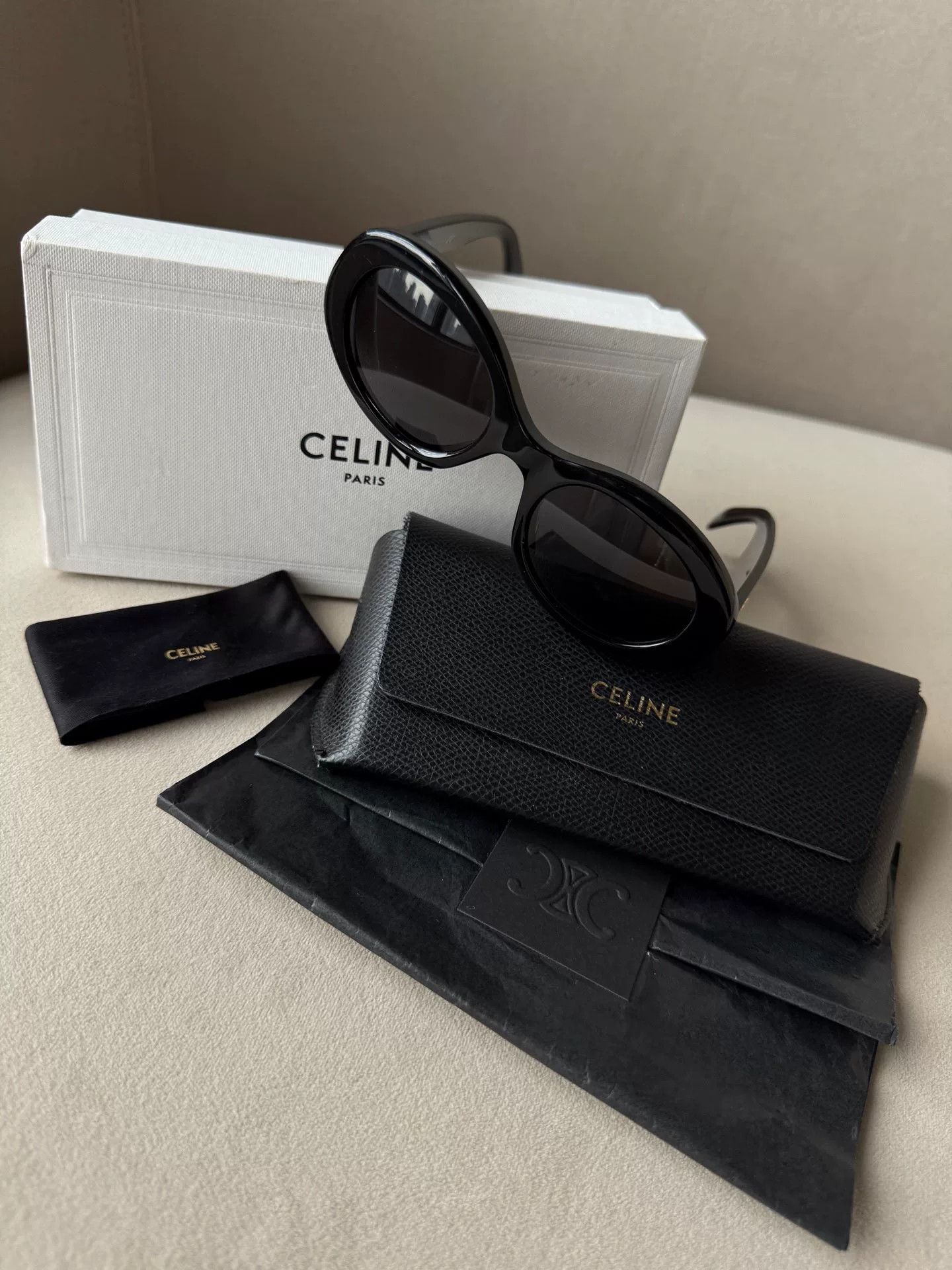 Celine Celine Triomphe Logo Oval Cat-Eye Sunglasses Size ONE SIZE - 2 Thumbnail