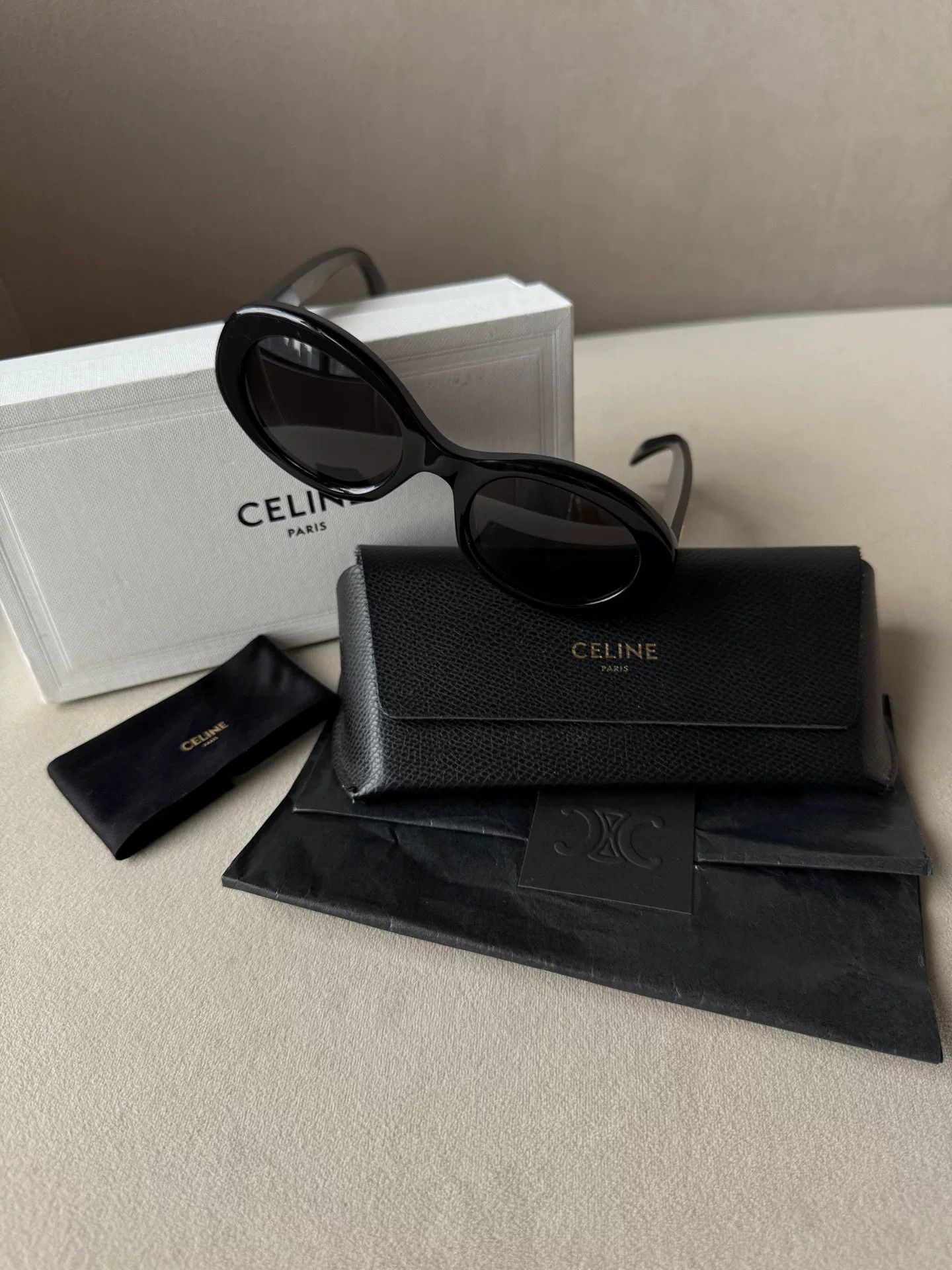 Celine Celine Triomphe Logo Oval Cat-Eye Sunglasses Size ONE SIZE - 4 Thumbnail