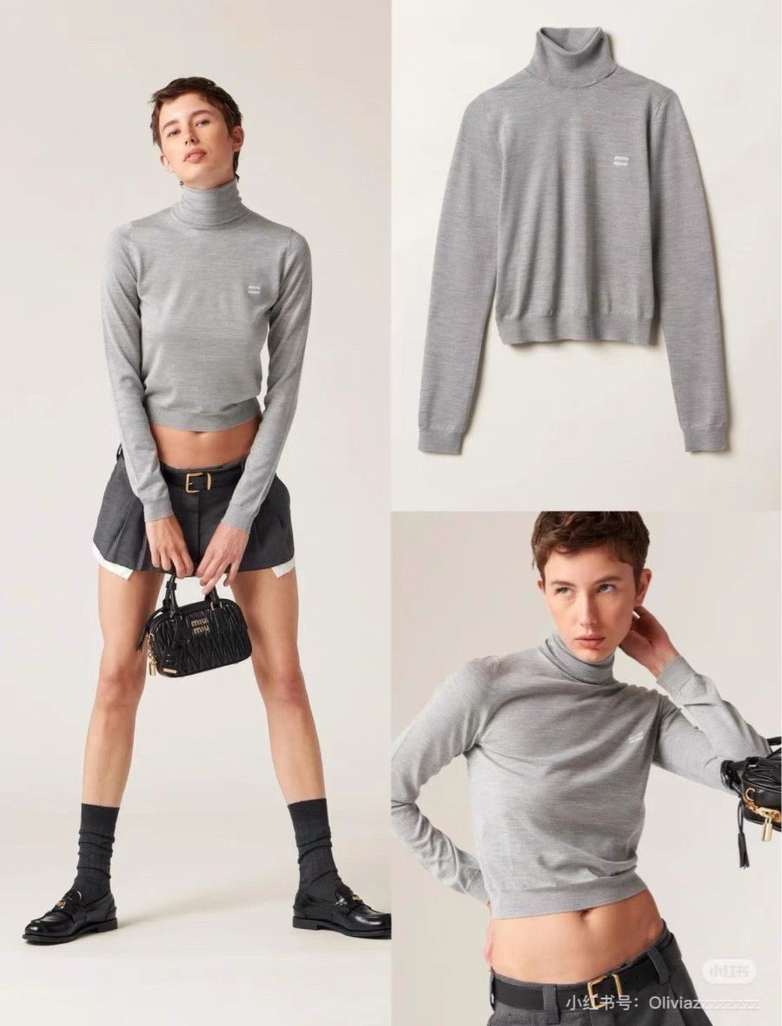 Miu Miu Miu Miu Gray Turtleneck Knit Sweater Size S / US 4 / IT 40 - 4 Thumbnail