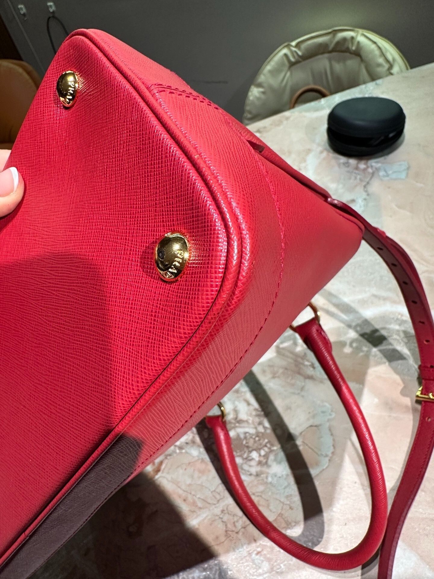 Prada Prada Red Cross-Grain Cowhide Bag Size ONE SIZE - 7 Thumbnail