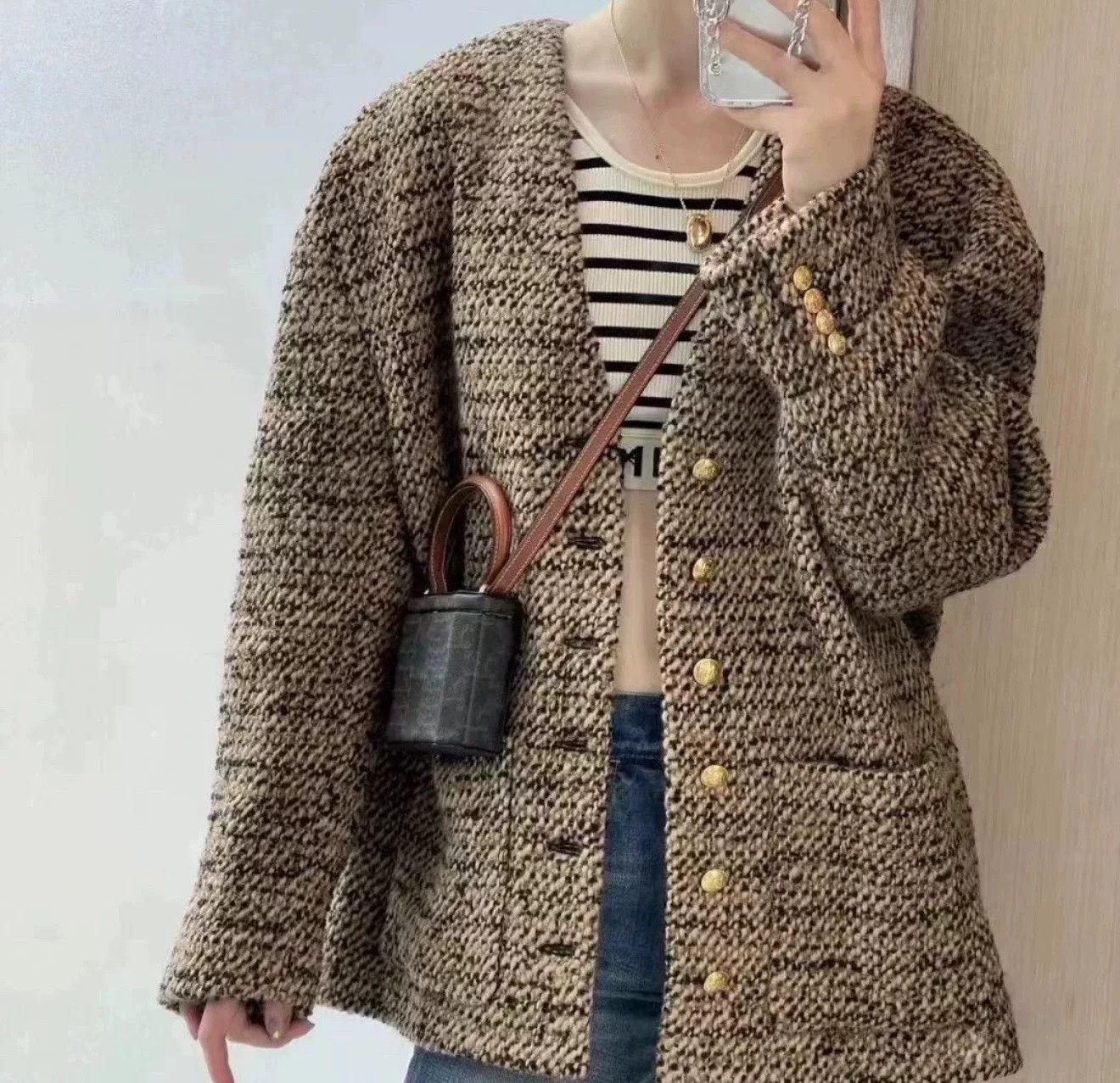 Celine Celine Brown Gold Buckle Long Women's Coat Size S / US 4 / IT 40 - 7 Thumbnail