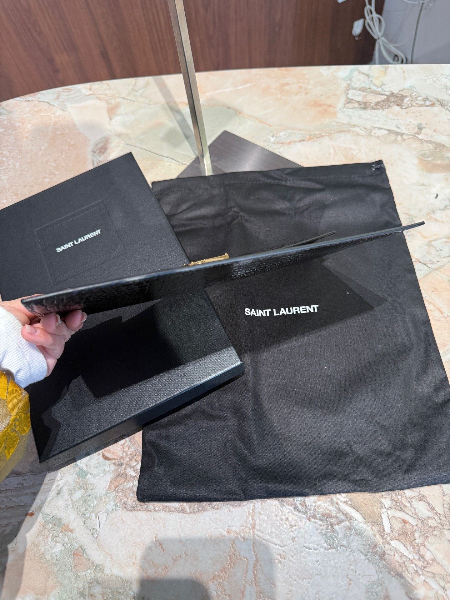 Saint Laurent Paris Saint Laurent Uptown Black Gold Croc Clutch Size ONE SIZE - 6 Thumbnail