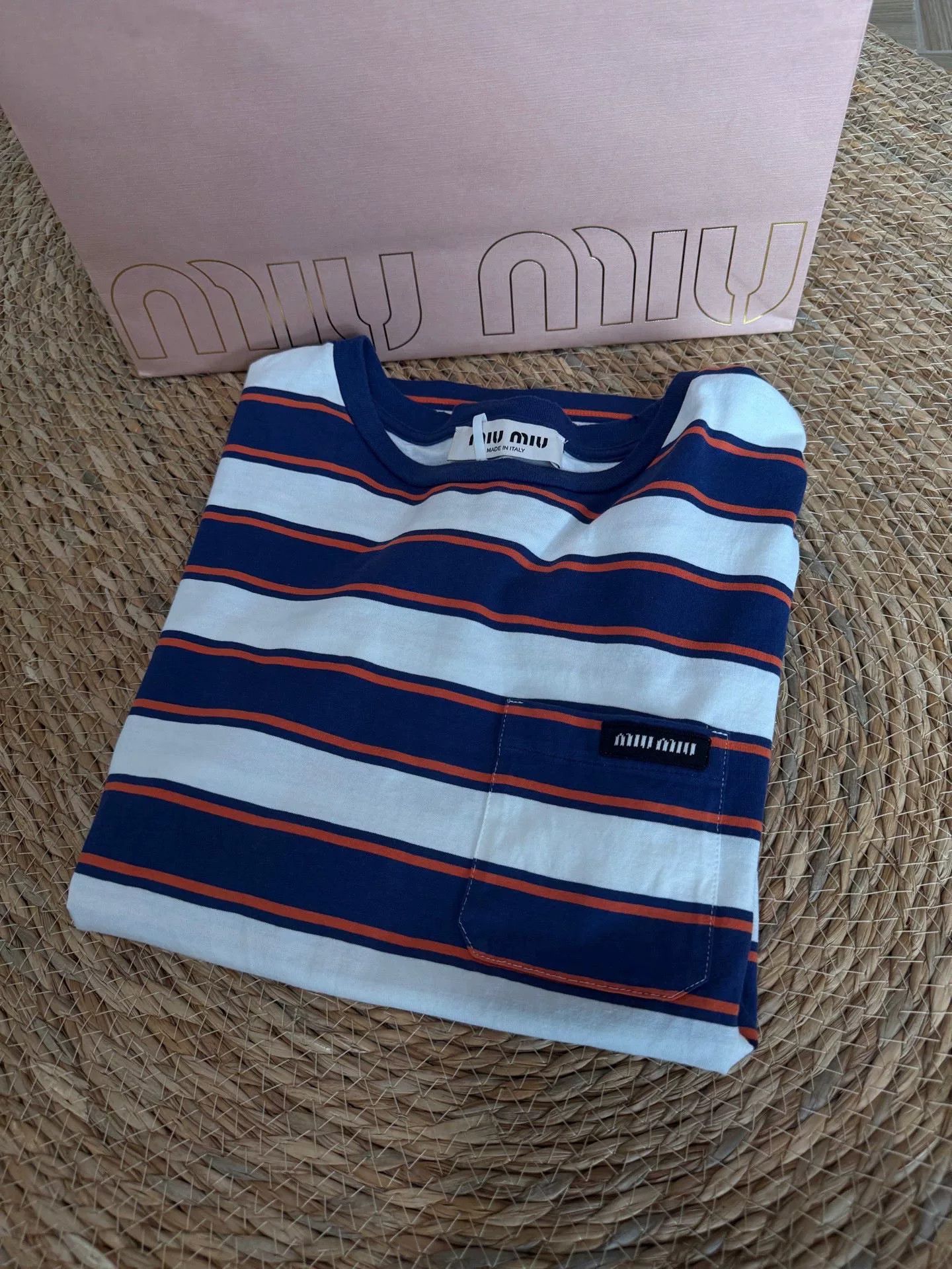 Miu Miu Miu Miu 24SS Blue White Stripe Tee Size XS / US 0-2 / IT 36-38 - 2 Thumbnail