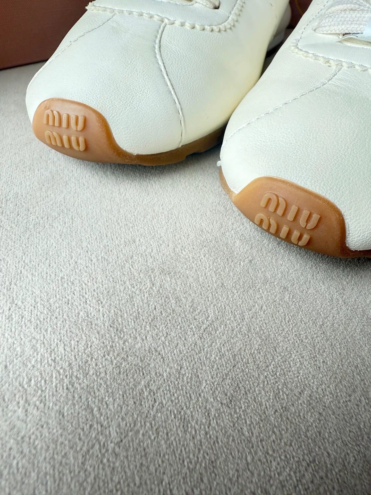 Miu Miu MiuMiu White Leather Sneakers Size US 7 / IT 37 - 9 Thumbnail