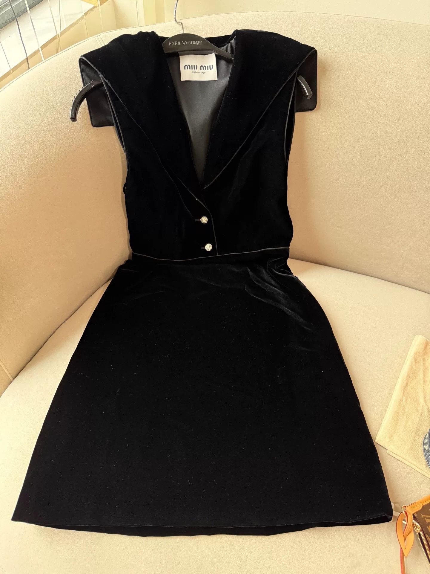 Miu Miu Miu Miu Black Velvet V-Neck Dress Size S / US 4 / IT 40 - 2 Thumbnail