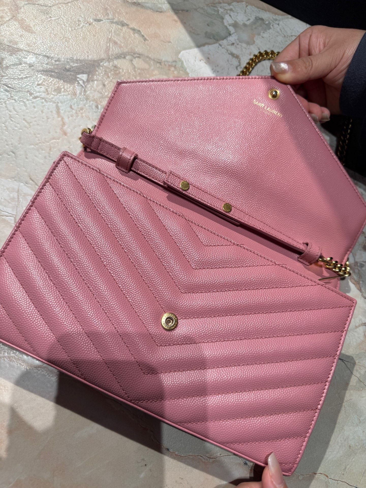Yves Saint Laurent YSL Pink Gold Envelope Bag Size ONE SIZE - 6 Thumbnail