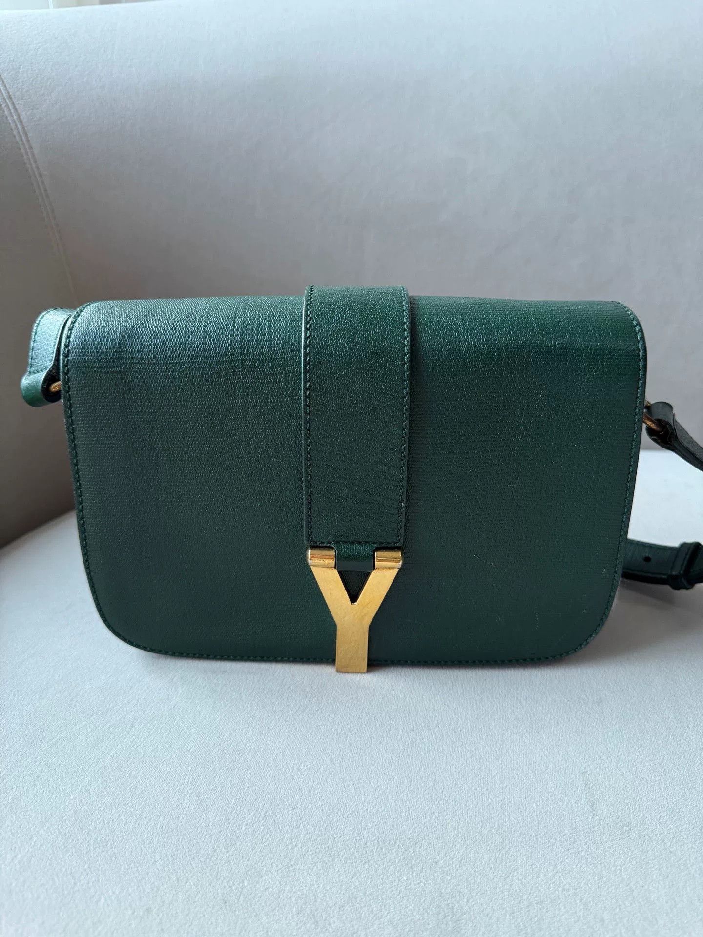 Yves Saint Laurent YSL Y-CLASP GREEN LEATHER CROSSBODY BAG Size ONE SIZE - 3 Thumbnail