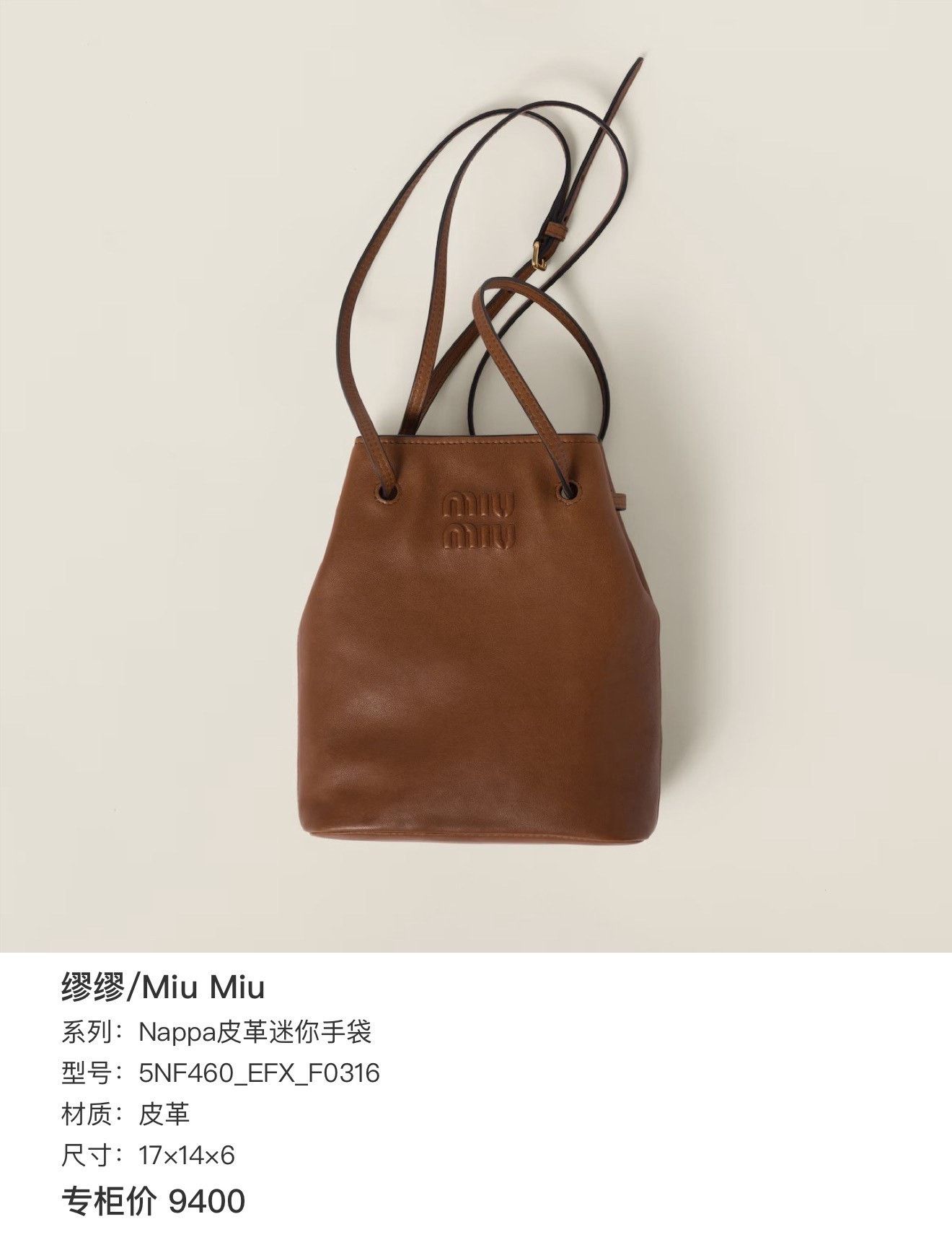 Miu Miu Miu Miu Nappa Leather Mini Bucket Bag Size ONE SIZE - 6 Thumbnail