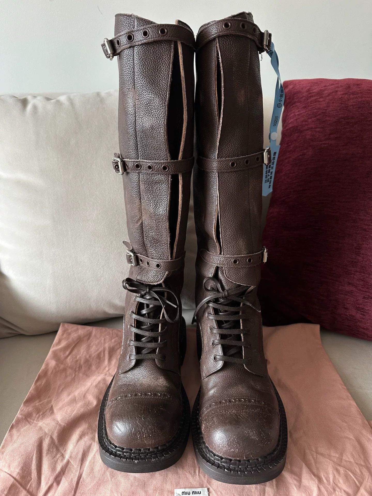 Miu Miu MIU MIU Brown Leather Knee-High Boots Size US 4 / IT 34 - 3 Thumbnail