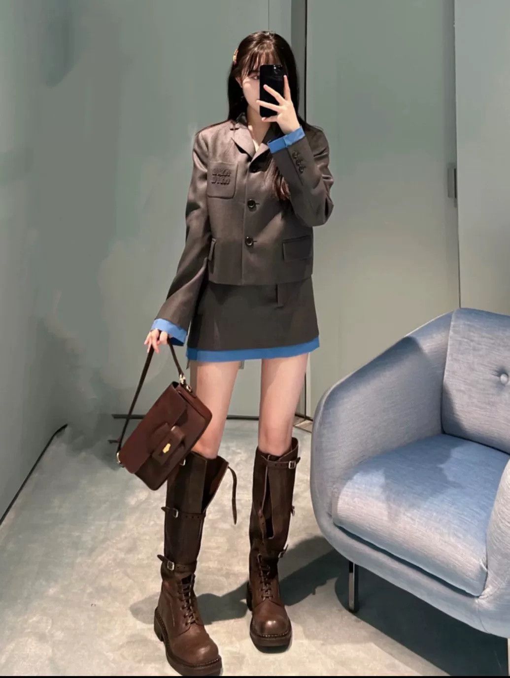 Miu Miu MIU MIU Brown Leather Knee-High Boots Size US 4 / IT 34 - 7 Thumbnail