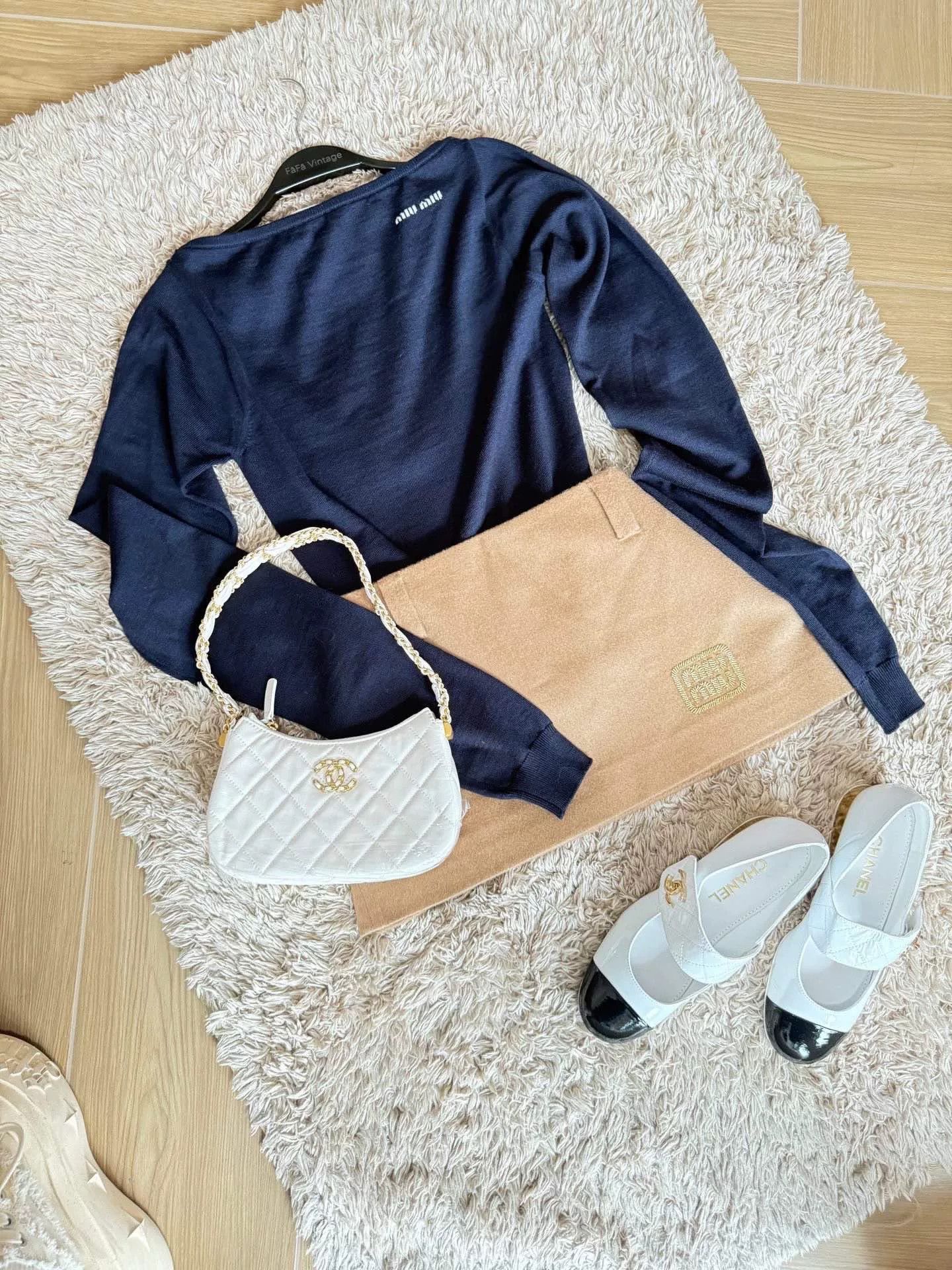Miu Miu Miu Miu Off-Shoulder Reversible Blue Sweater Size S / US 4 / IT 40 - 2 Thumbnail
