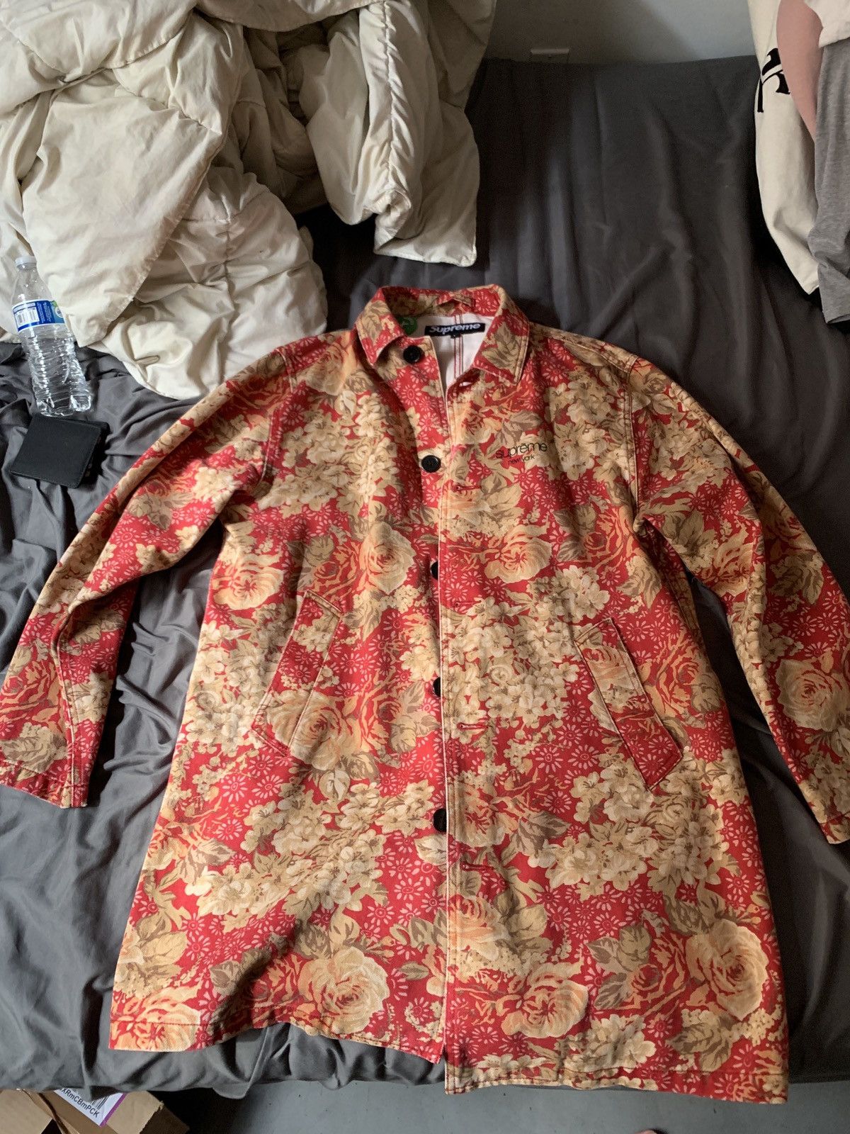 Supreme Washed Work Trench Coat Floral