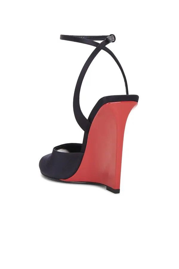 Saint Laurent Paris la scandale wedges in satin crepe navy/red Size US 9 / IT 39 - 2 Thumbnail