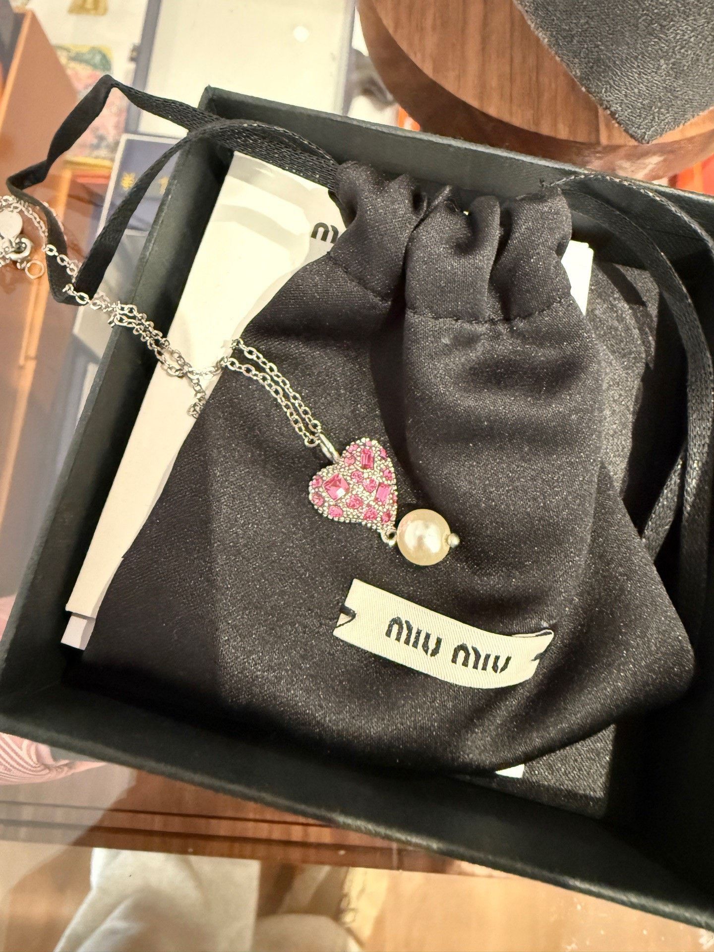Miu Miu Miu Miu Heart Pearl Pendant Necklace Size ONE SIZE - 3 Thumbnail