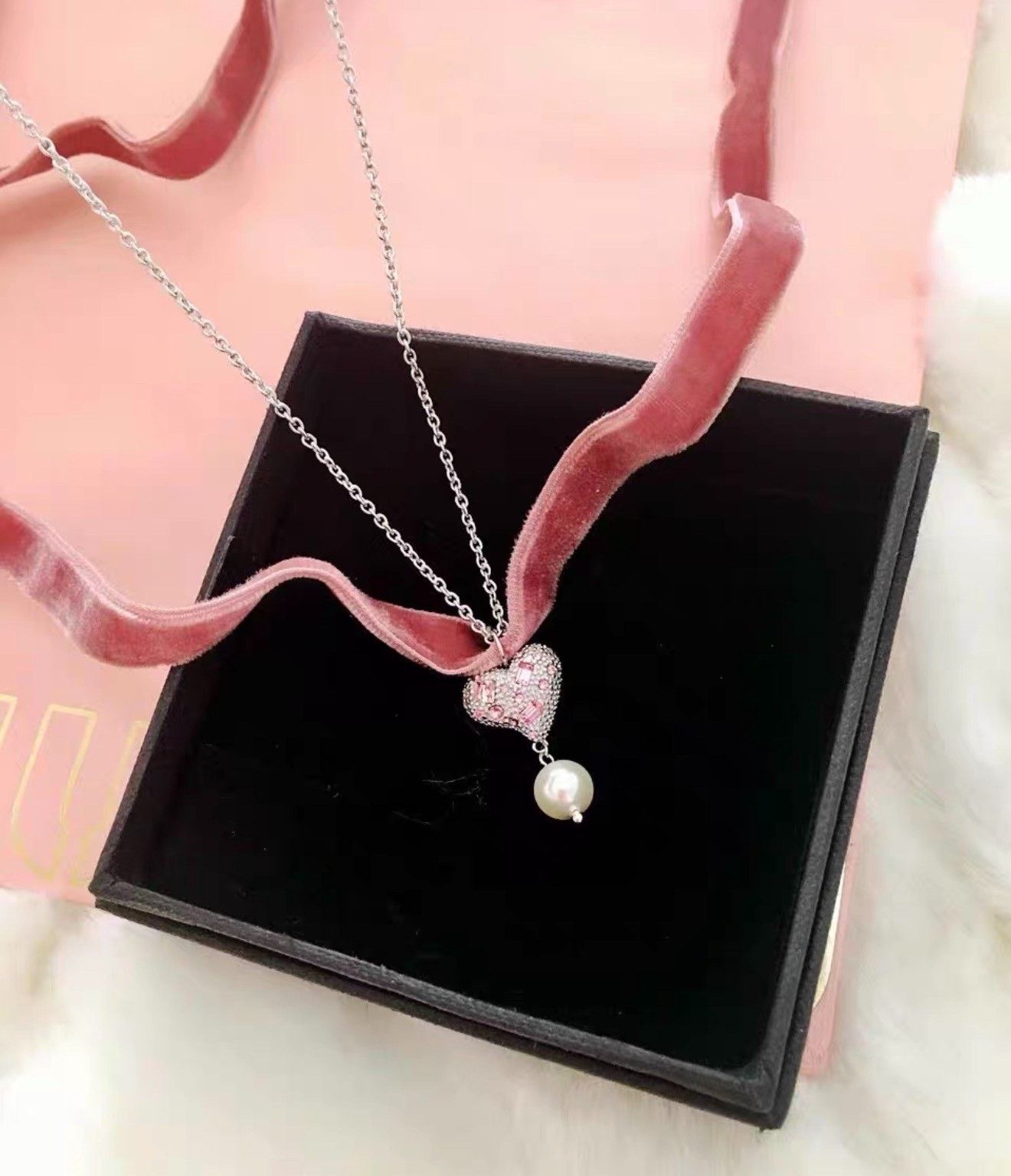 Miu Miu Miu Miu Heart Pearl Pendant Necklace Size ONE SIZE - 6 Thumbnail