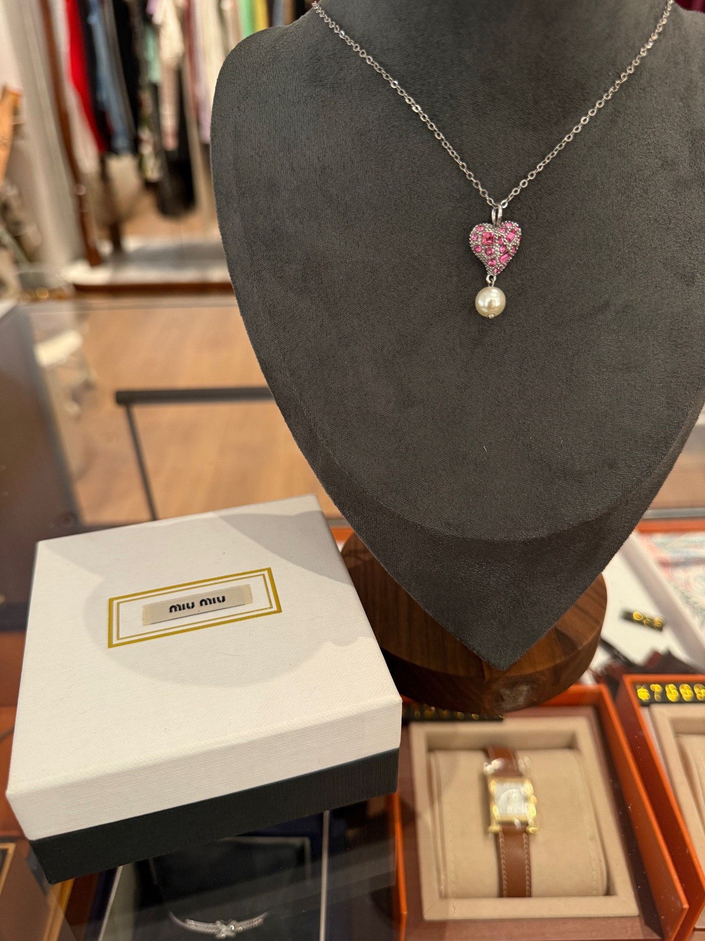 Miu Miu Miu Miu Heart Pearl Pendant Necklace Size ONE SIZE - 2 Thumbnail