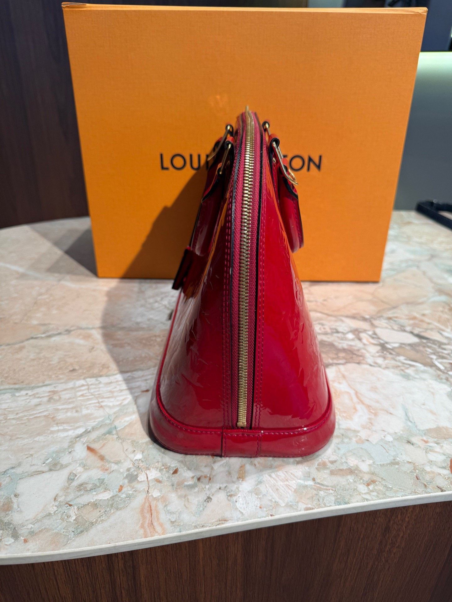 Louis Vuitton LV Alma Patent Leather Red Shell Bag Size ONE SIZE - 4 Thumbnail