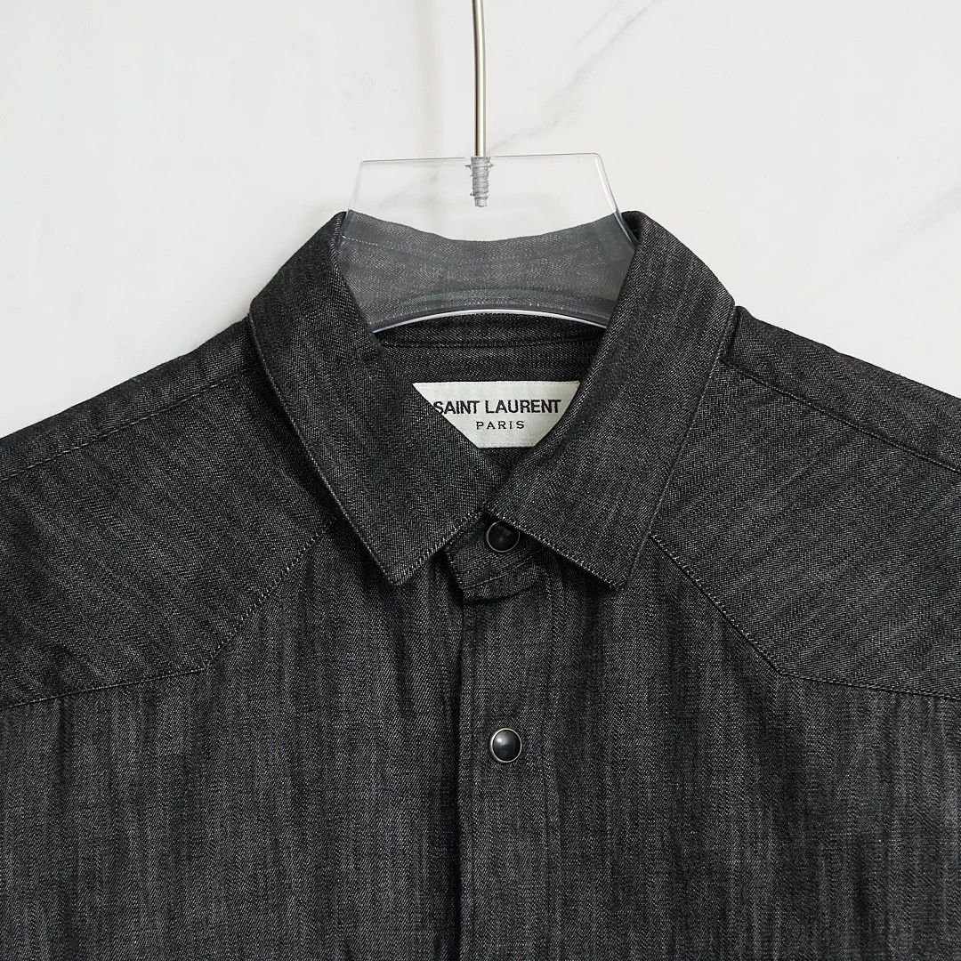 Saint Laurent Paris Authentic Saint Laurent Men's Logo Denim Shirt Size US M / EU 48-50 / 2 - 2 Thumbnail