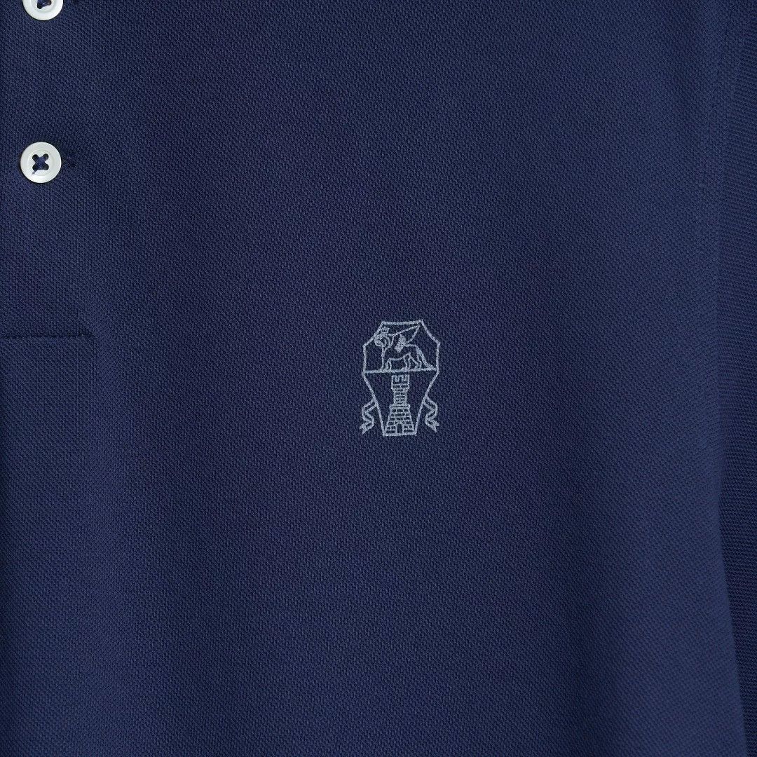 Brunello Cucinelli Brunello Cucinelli Men's Navy Printed Polo Size US M / EU 48-50 / 2 - 3 Thumbnail