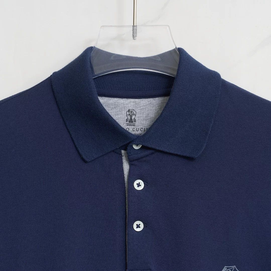 Brunello Cucinelli Brunello Cucinelli Men's Navy Printed Polo Size US M / EU 48-50 / 2 - 2 Thumbnail