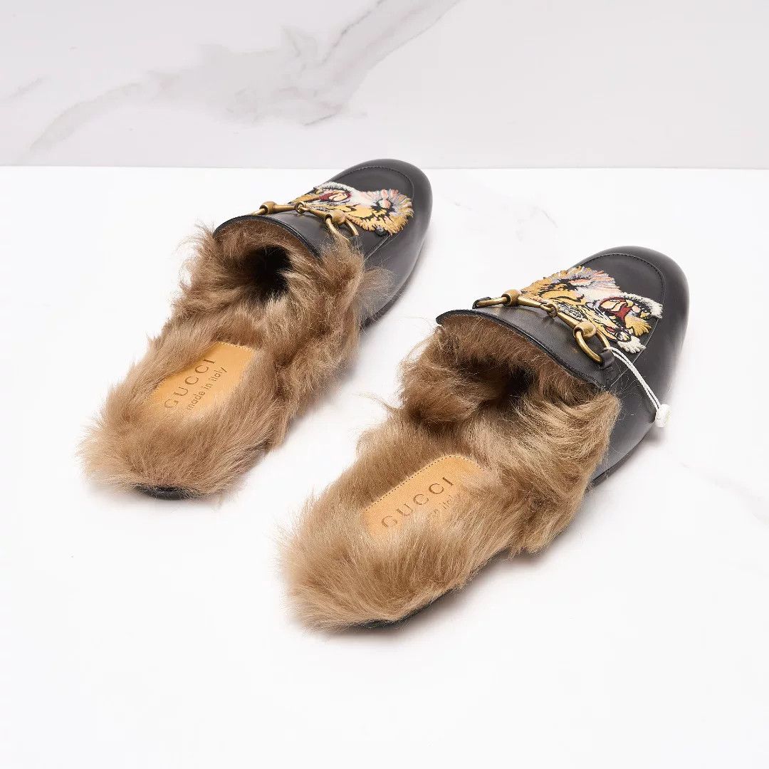Gucci Gucci Men's Tiger Embroidery Fur Slippers Size US 7 / EU 40 - 8 Thumbnail