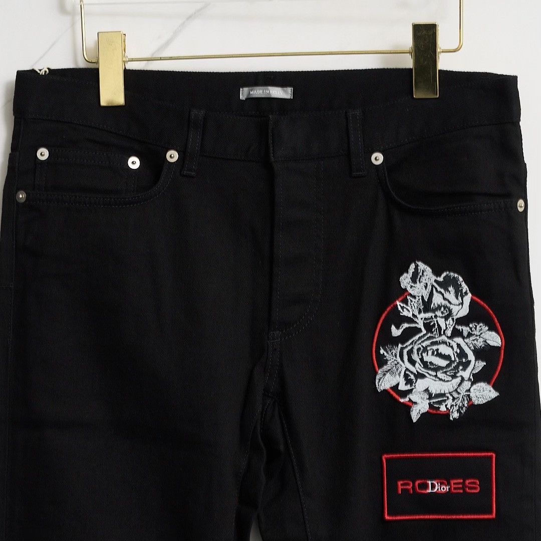 Dior Dior Rose Embroidery Jeans Size US 29 - 5 Thumbnail