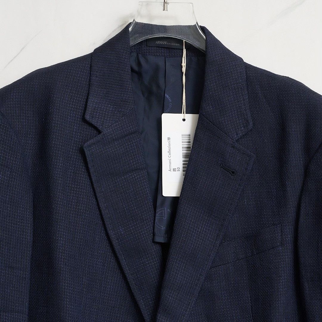 Armani Collezioni Armani Collezioni Men's Dark Blue Linen Suit Size US M / EU 48-50 / 2 - 3 Thumbnail