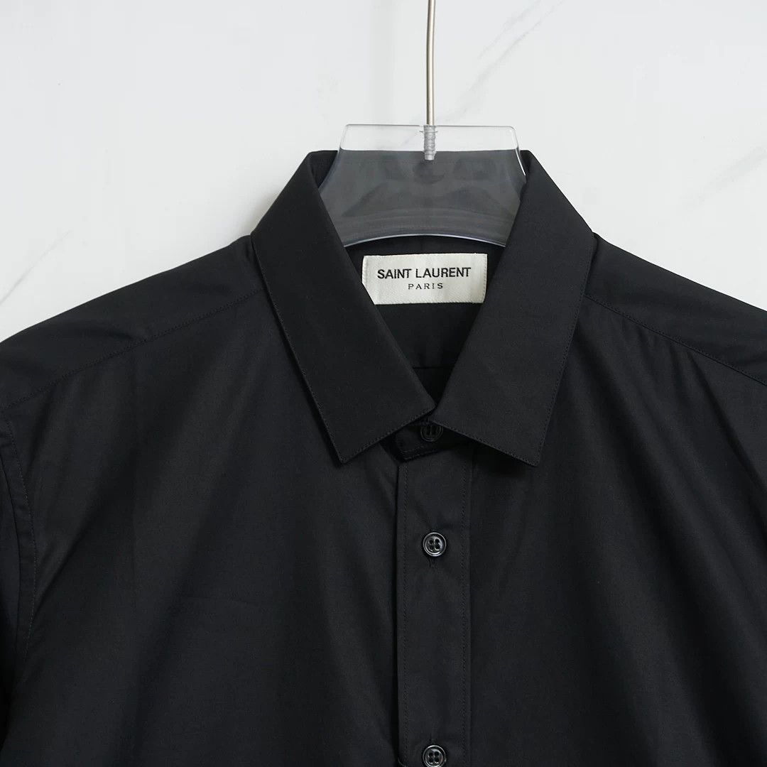 Saint Laurent Paris Saint Laurent Men's Solid Collared Shirt Size US M / EU 48-50 / 2 - 2 Thumbnail