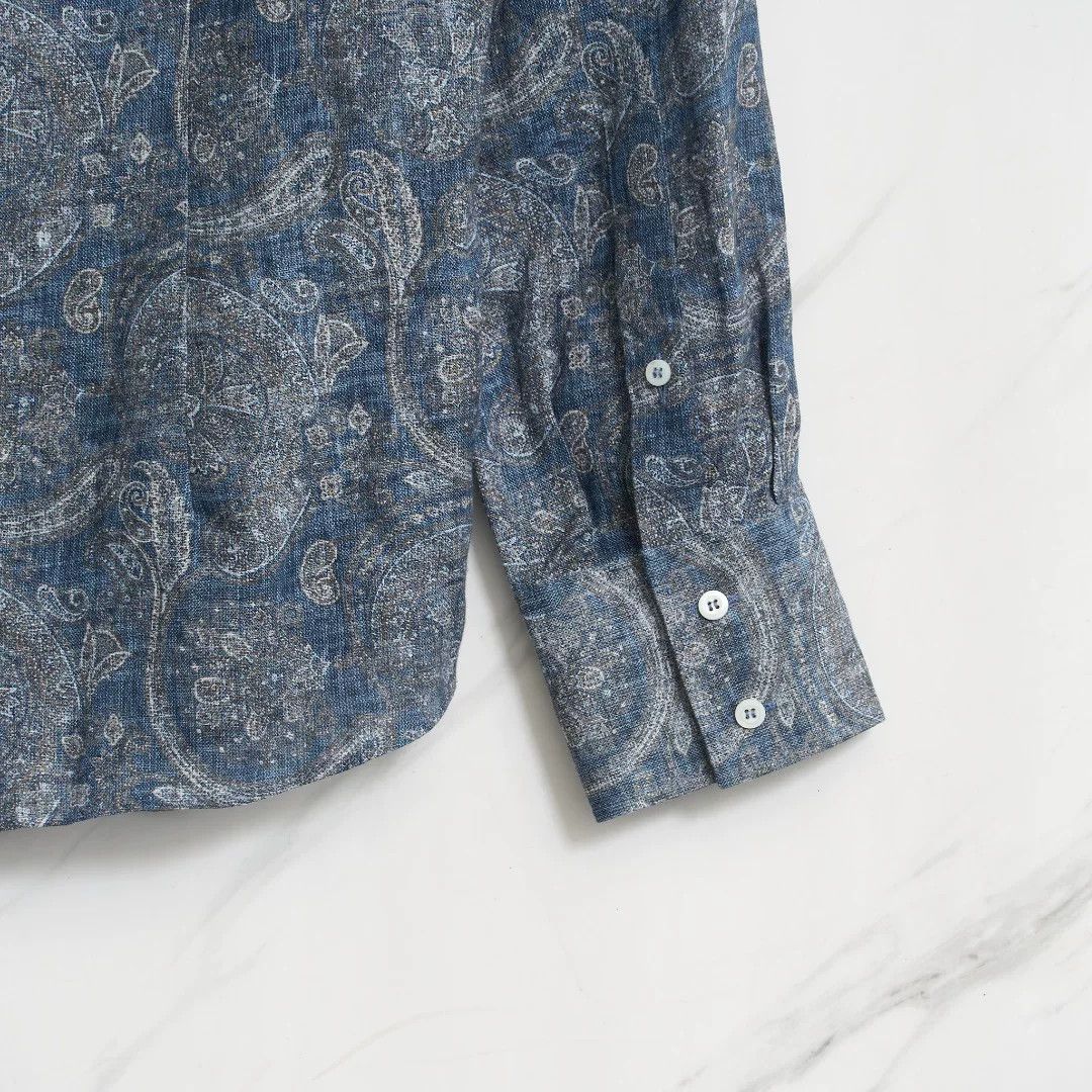 Brunello Cucinelli Brunello Cucinelli Men's Linen Print Shirt Size US M / EU 48-50 / 2 - 5 Thumbnail