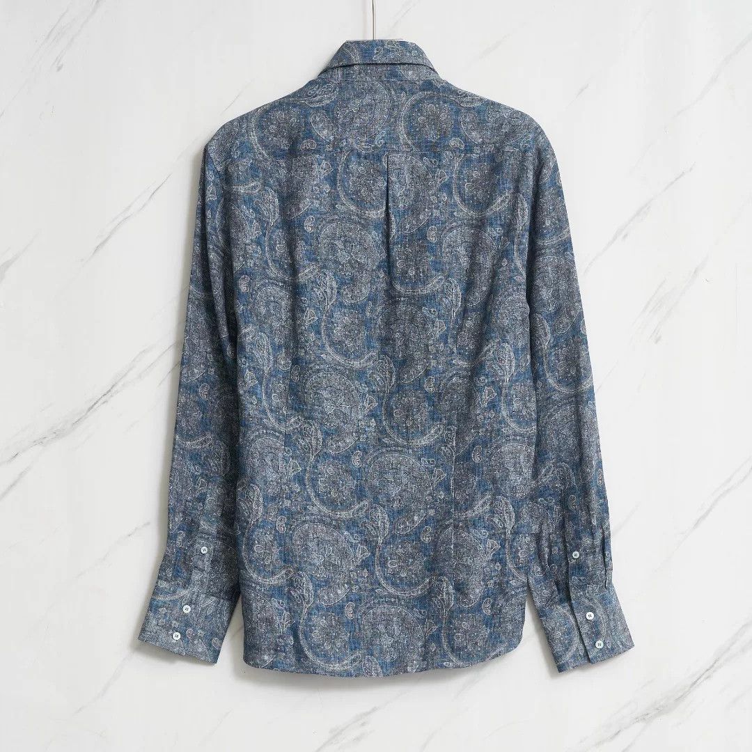 Brunello Cucinelli Brunello Cucinelli Men's Linen Print Shirt Size US M / EU 48-50 / 2 - 3 Thumbnail