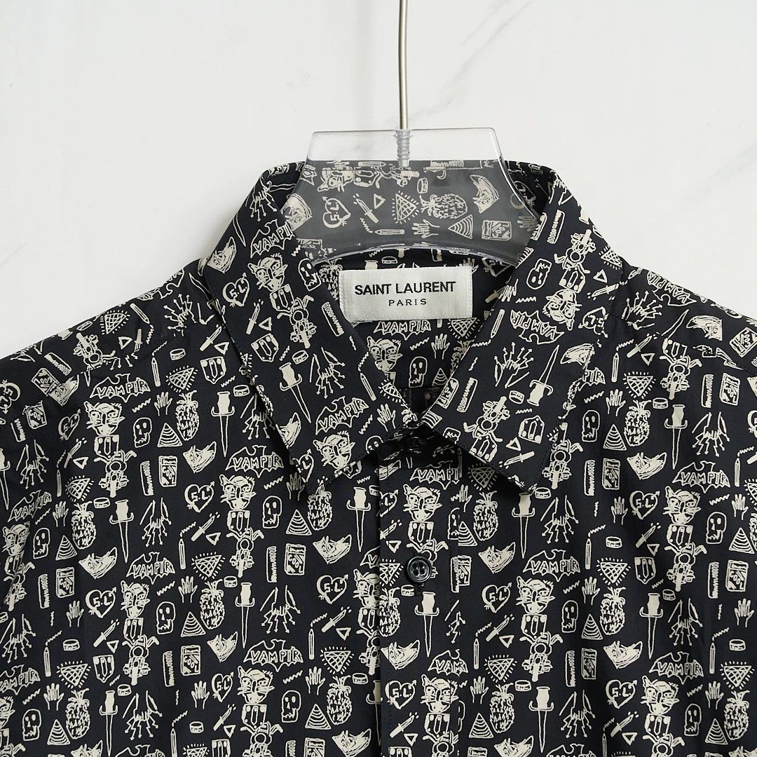 Saint Laurent Paris Saint Laurent Men's Patterned Print Shirt Size US M / EU 48-50 / 2 - 2 Thumbnail