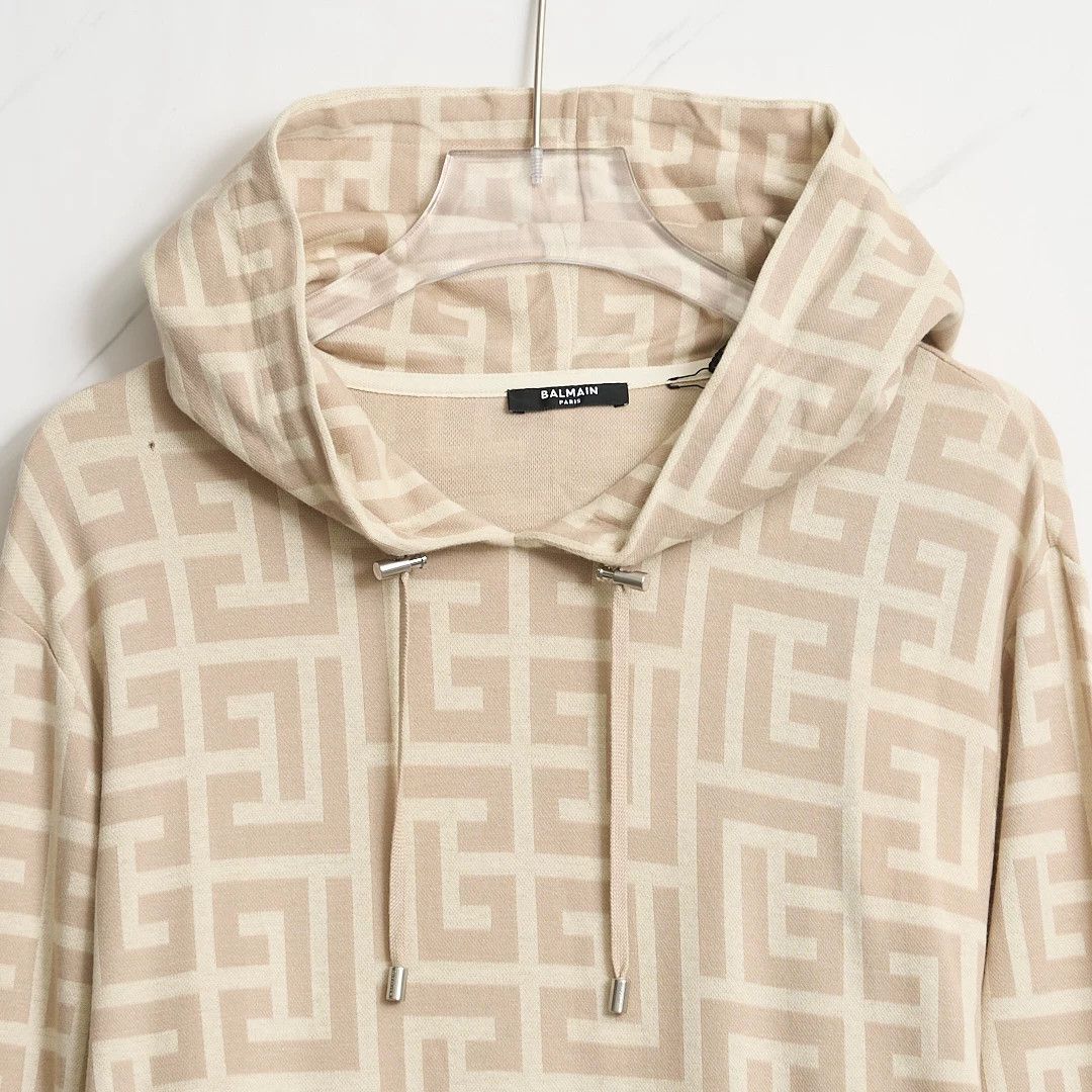 Balmain Balmain Men's Logo All-Over Print Hoodie Size US M / EU 48-50 / 2 - 2 Thumbnail