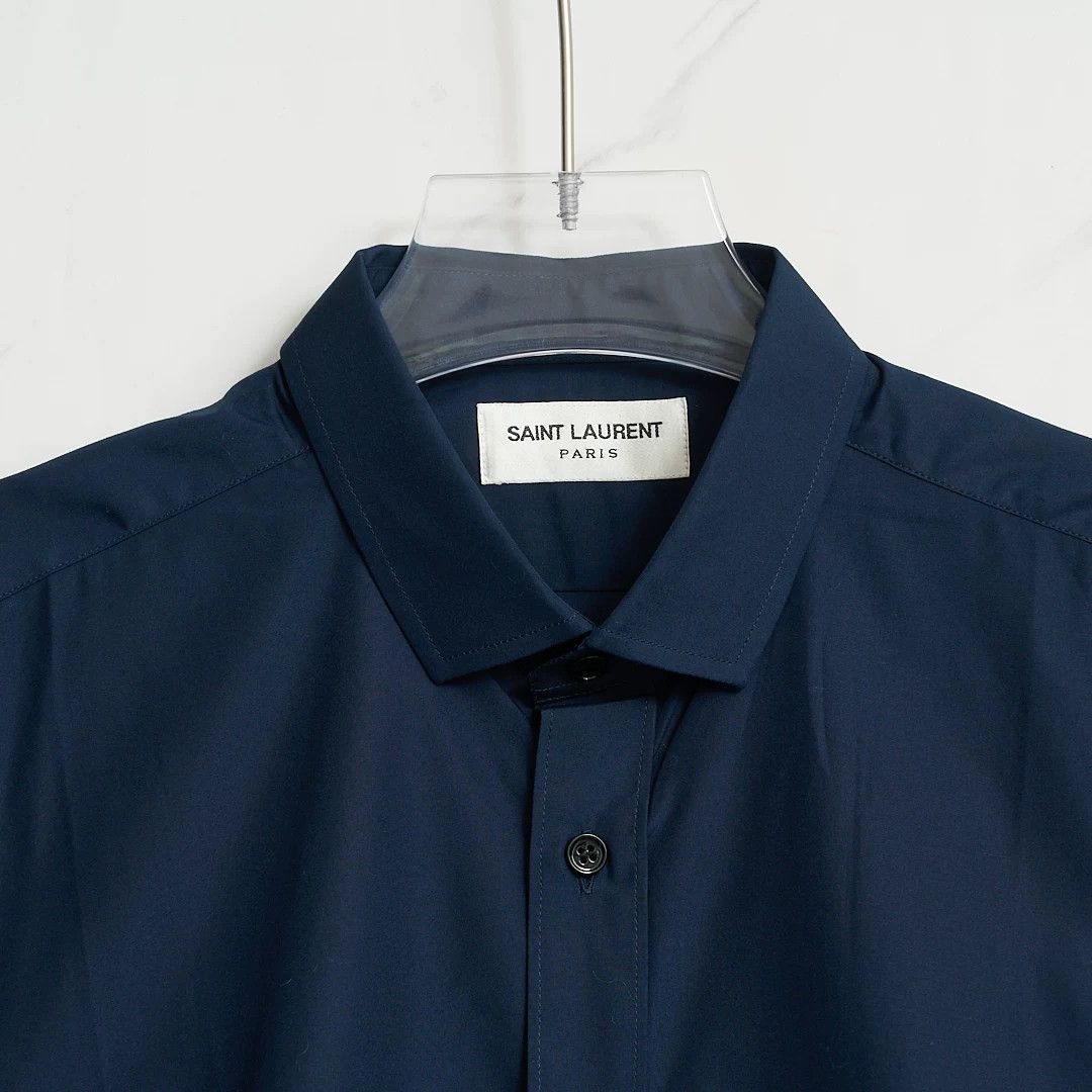 Saint Laurent Paris Saint Laurent Men's Dark Blue Minimalist Shirt Size US M / EU 48-50 / 2 - 2 Thumbnail